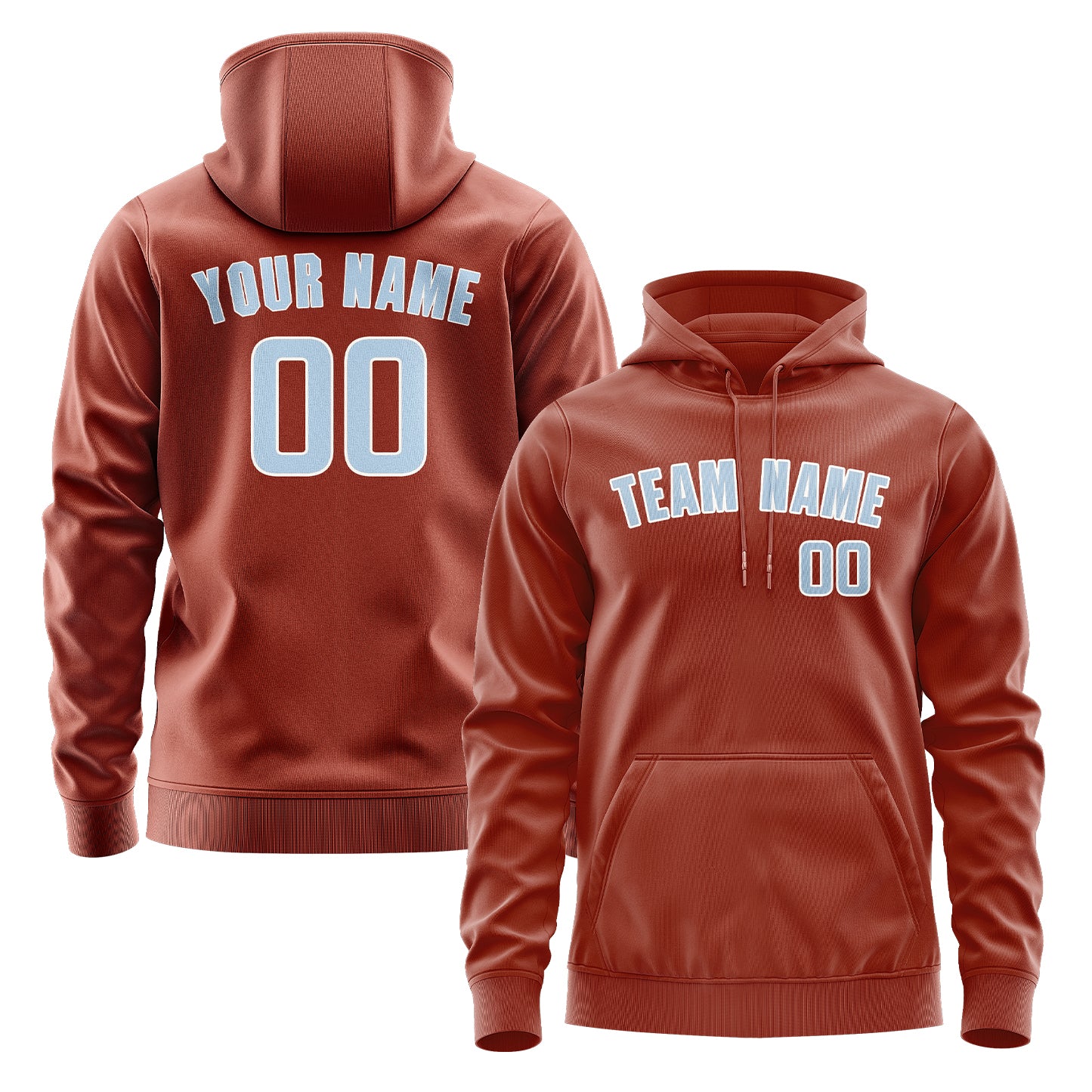 Maßgeschneidertes Korallenrot Hellblau Hoodie