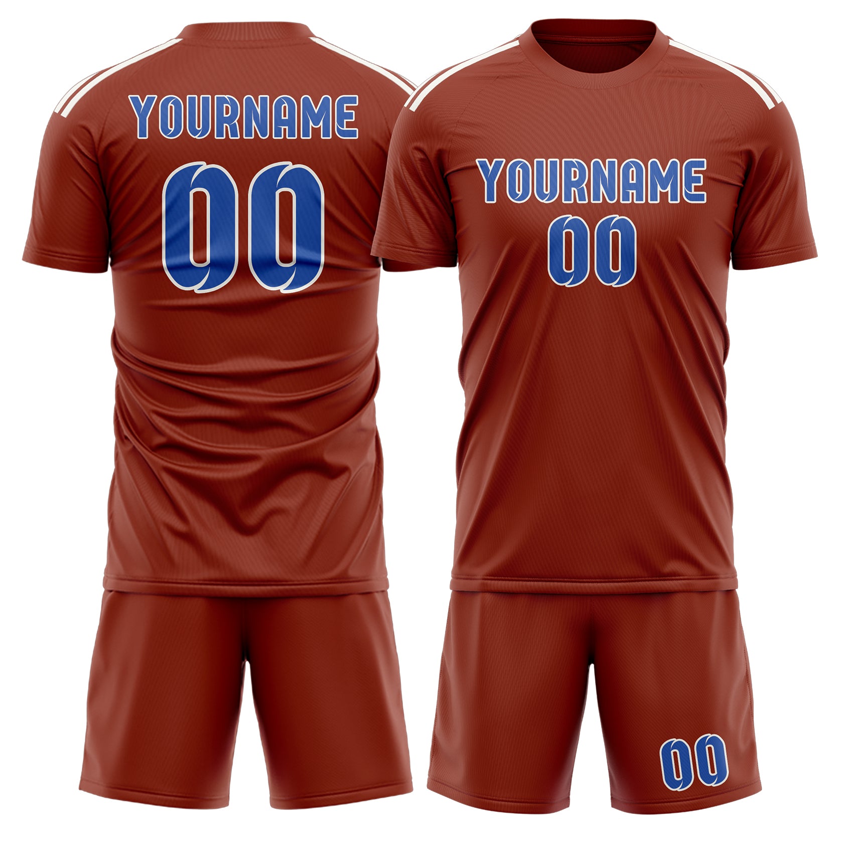 Maßgeschneidertes Professionelles Korallenrot Himmelblau Fußballtrikot-Set