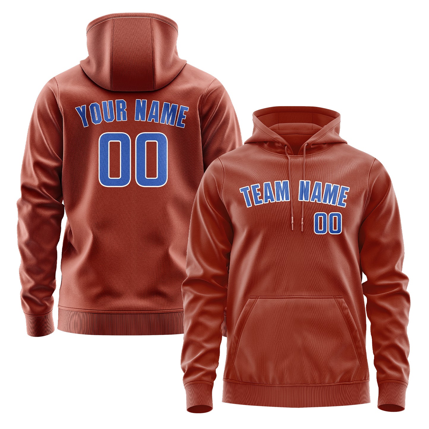 Maßgeschneidertes Korallenrot Himmelblau Hoodie