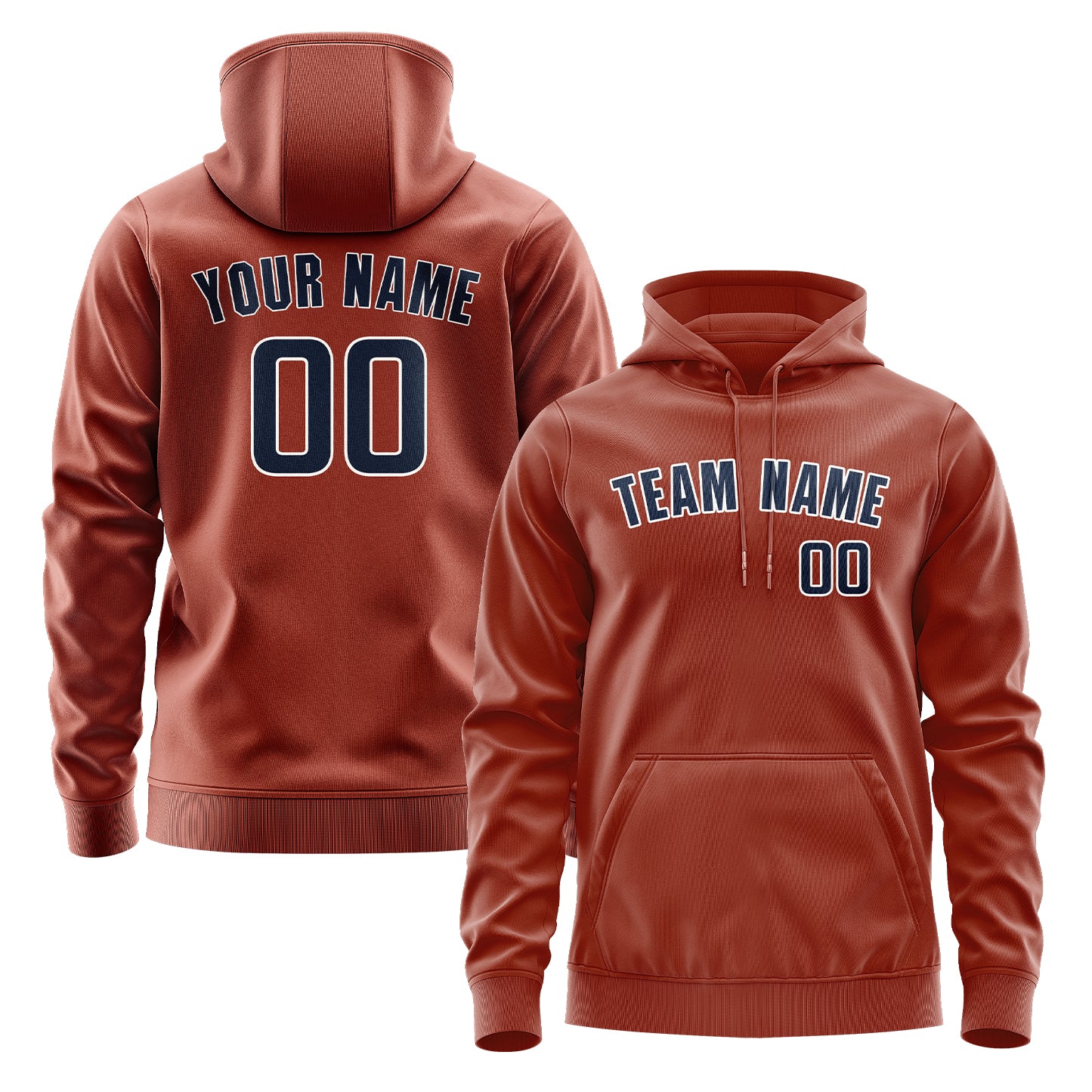 Maßgeschneidertes Korallenrot Marineblau Hoodie