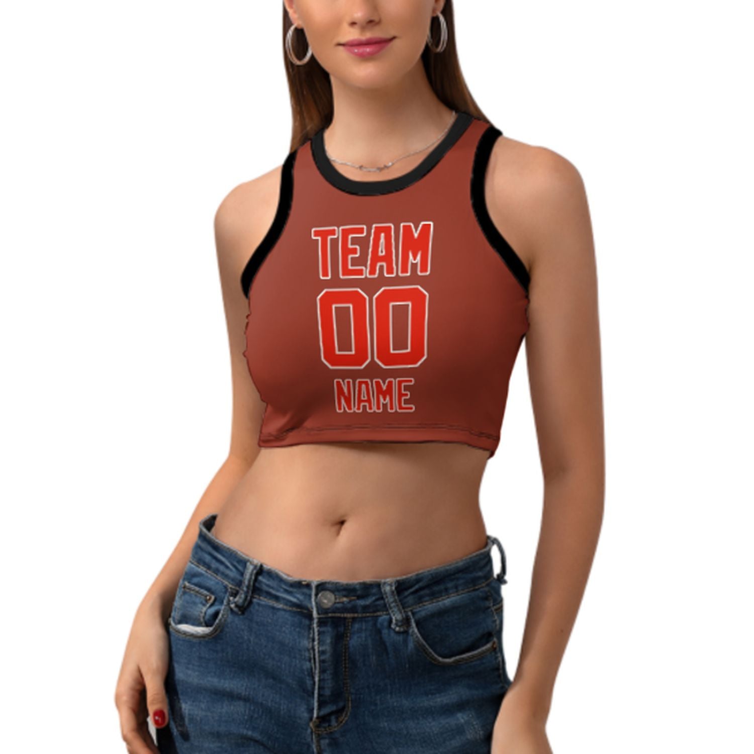 Skræddersyet Coral Red Orange -Rød ærmeløs tank top