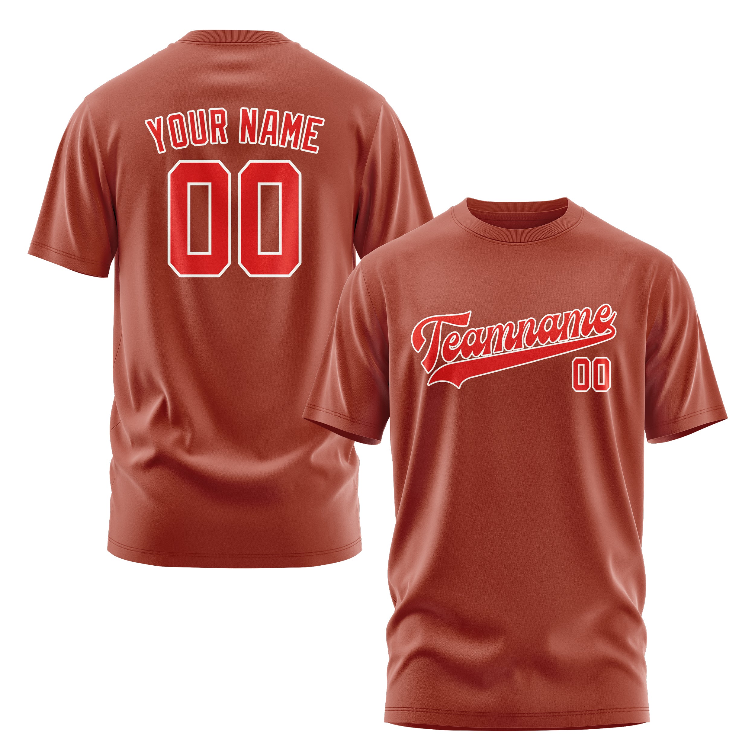 Maßgeschneidertes Korallenrot Orangerot T-Shirt