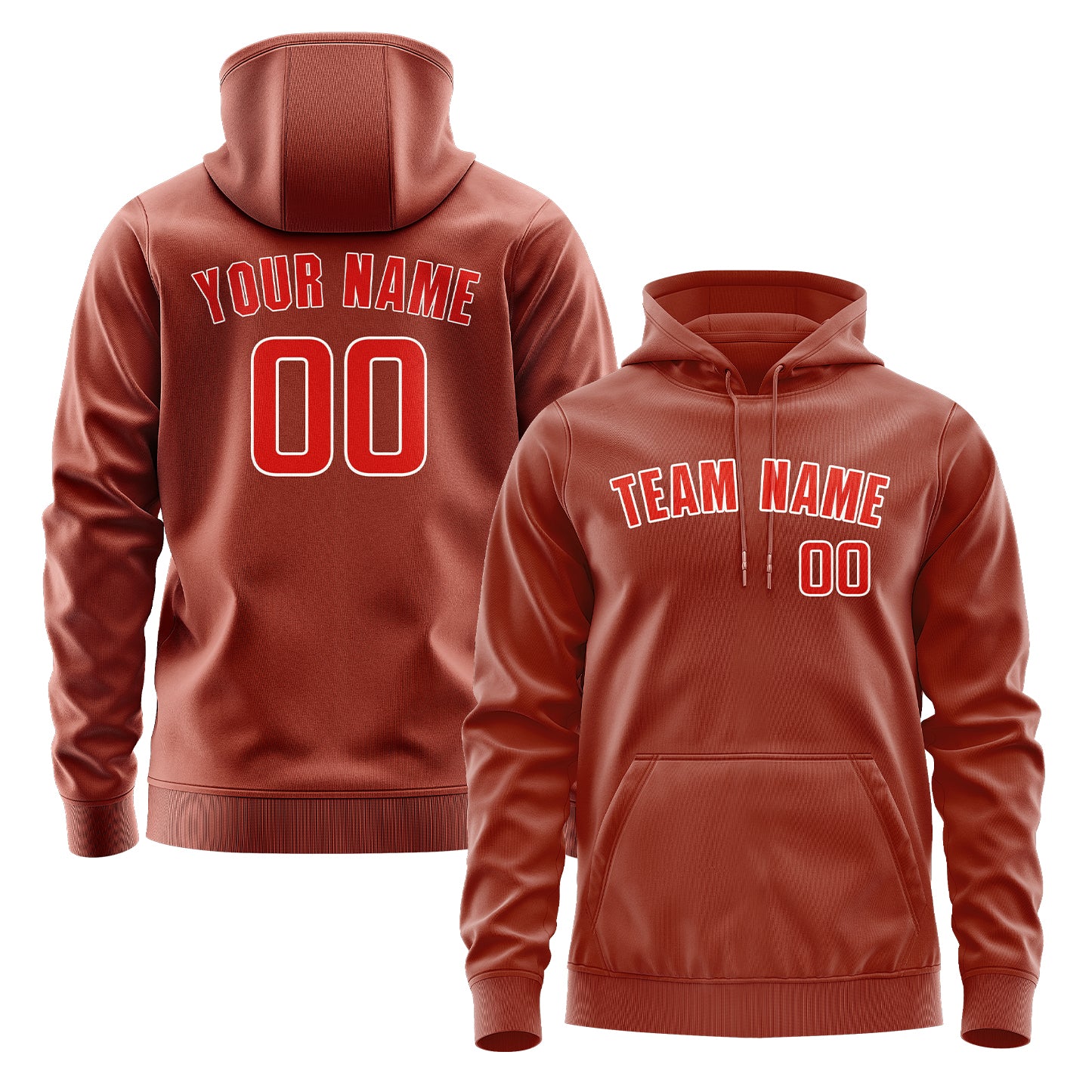 Maßgeschneidertes Korallenrot Orangerot Hoodie