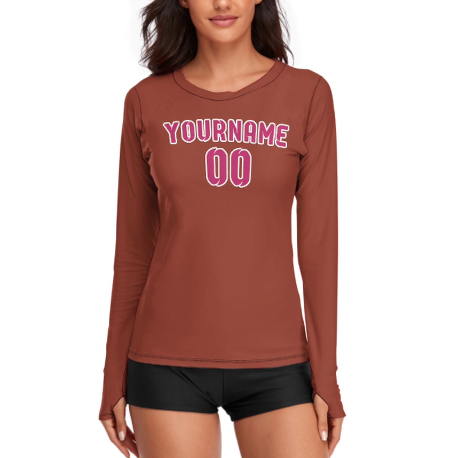 Maßgeschneidertes Korallenrot Rosarot Damen Langarmshirt