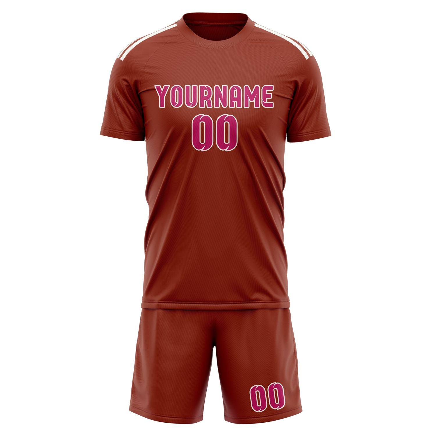 Maßgeschneidertes Professionelles Korallenrot Rosarot Fußballtrikot-Set