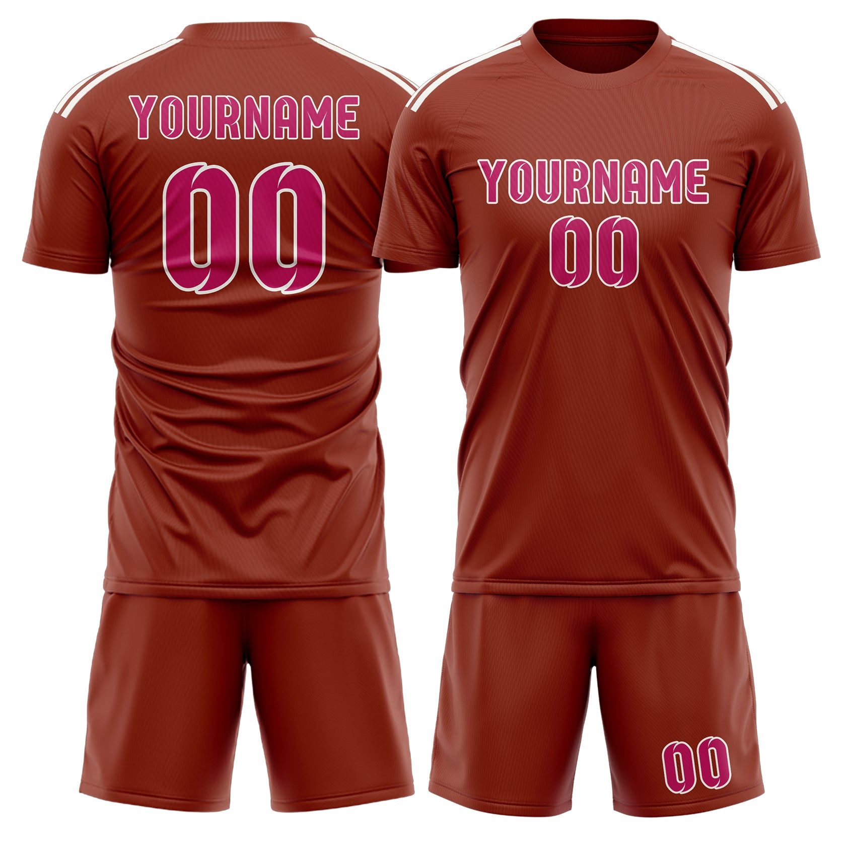Maßgeschneidertes Professionelles Korallenrot Rosarot Fußballtrikot-Set