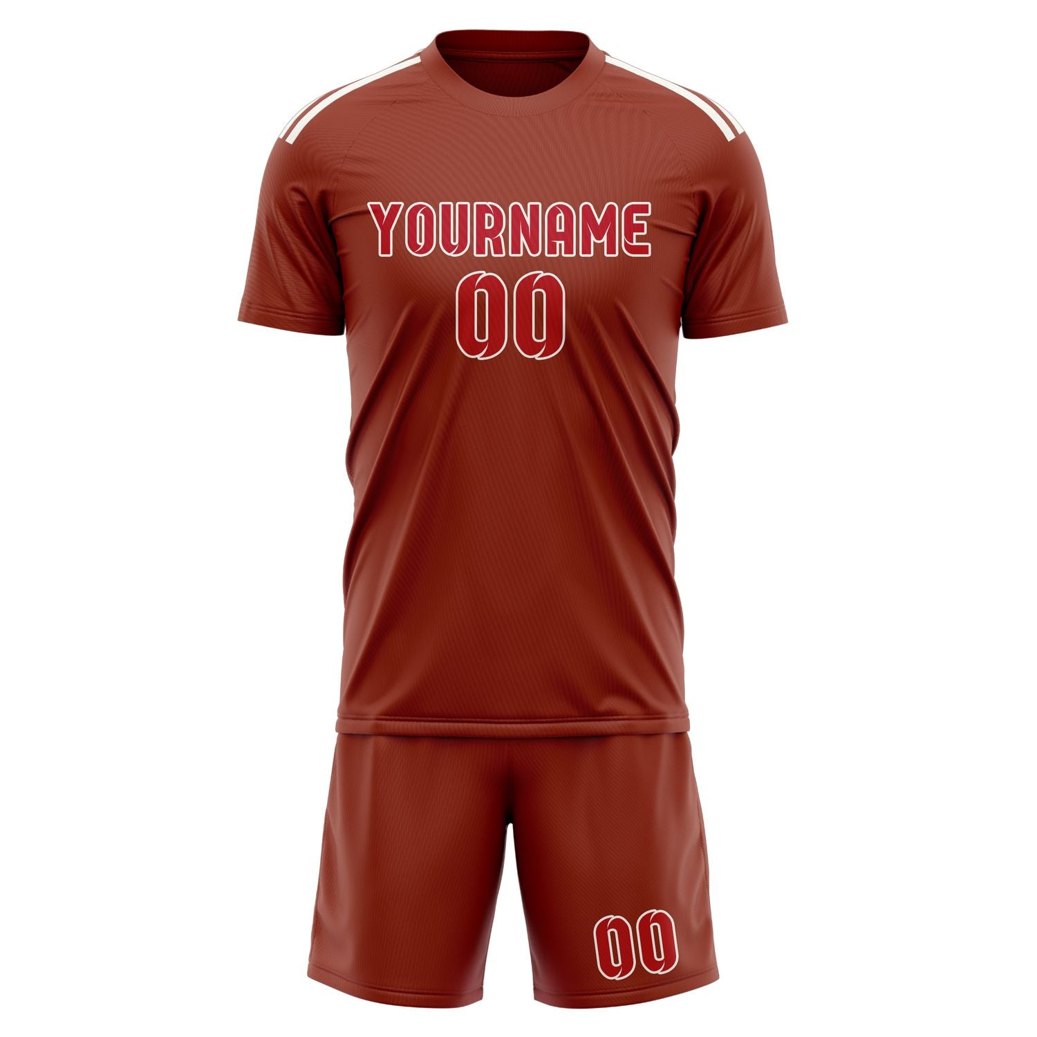 Maßgeschneidertes Professionelles Korallenrot Rot Fußballtrikot-Set