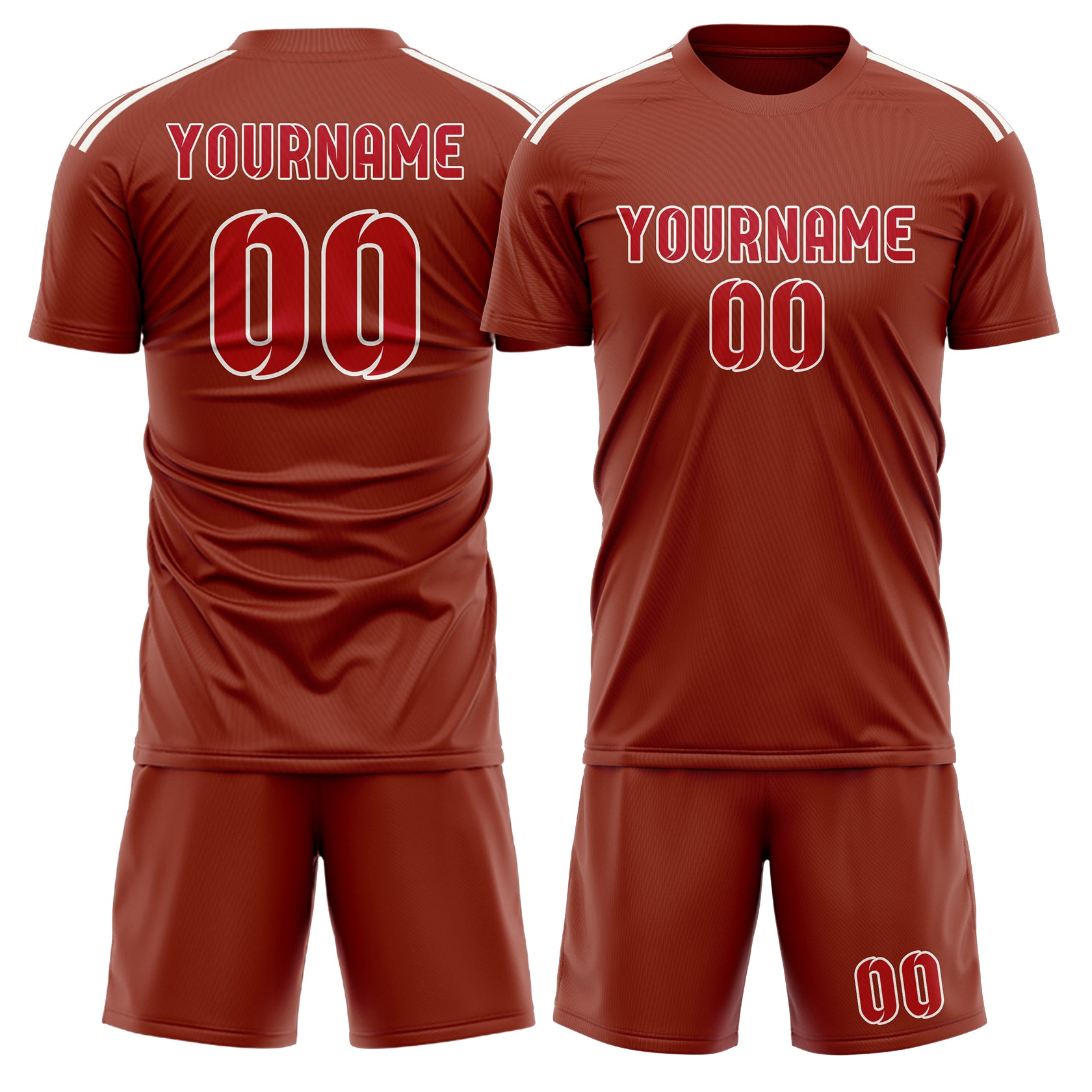 Maßgeschneidertes Professionelles Korallenrot Rot Fußballtrikot-Set