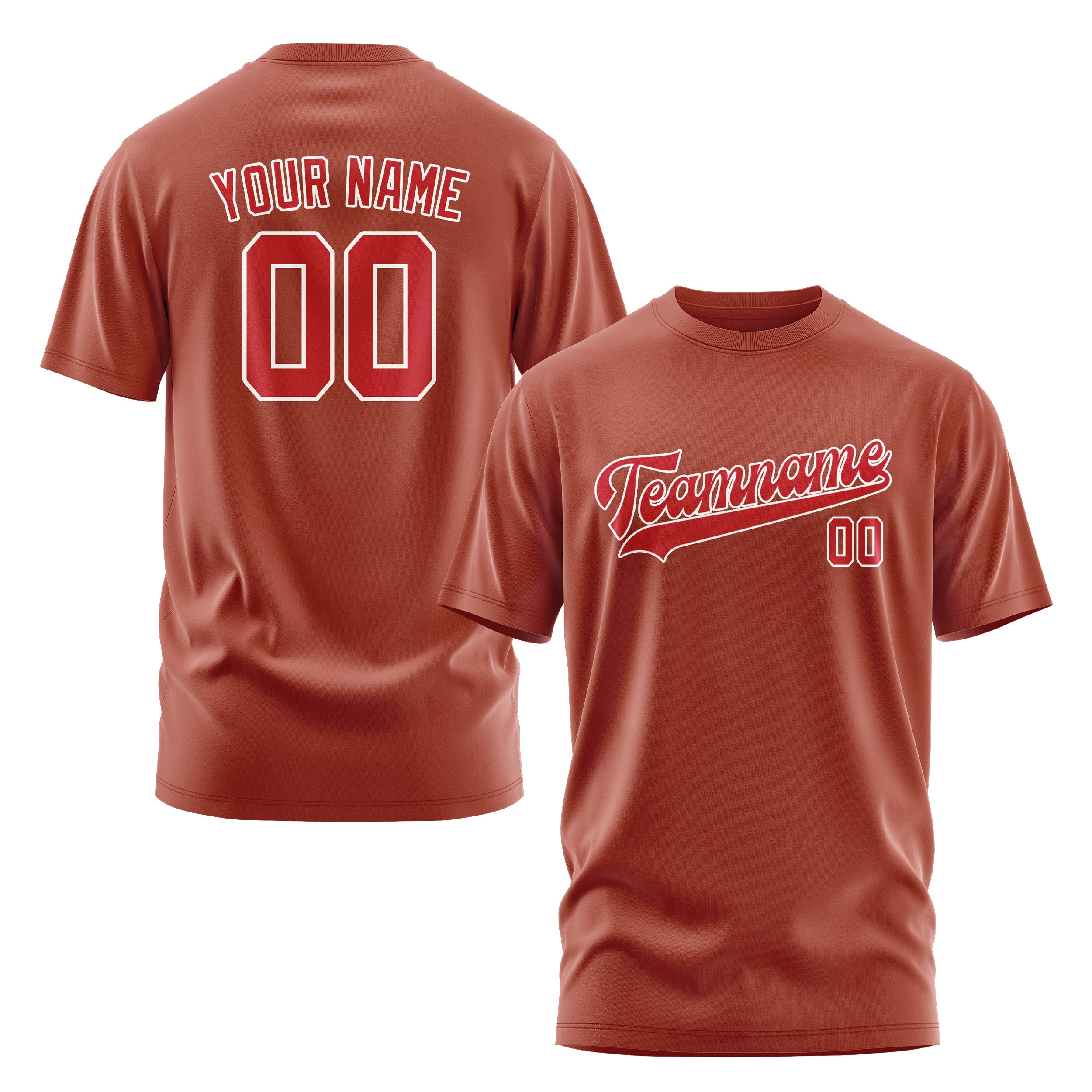 Maßgeschneidertes Korallenrot Rot T-Shirt