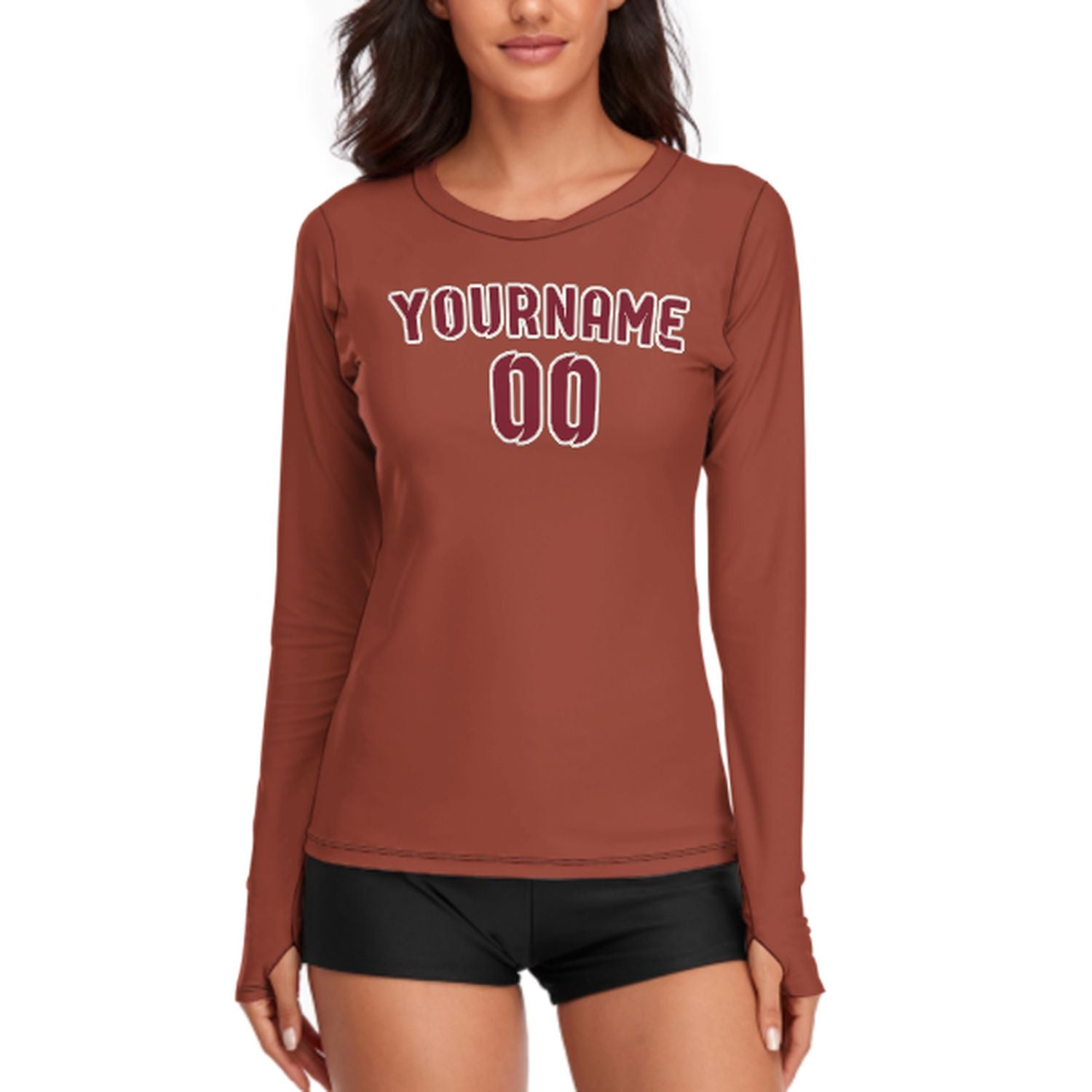 Maßgeschneidertes Korallenrot Karmesinrot Damen Langarmshirt