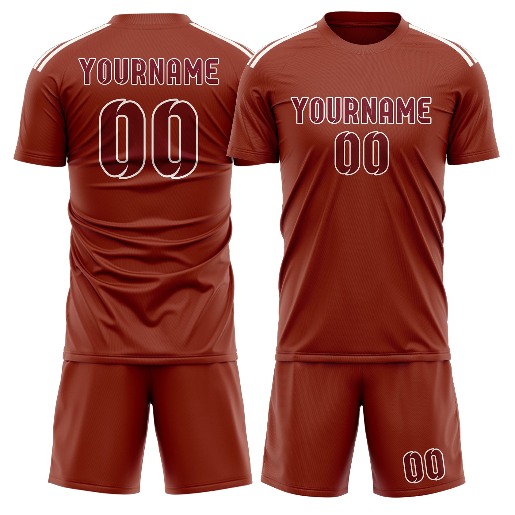 Maßgeschneidertes Professionelles Korallenrot Karmesinrot Fußballtrikot-Set
