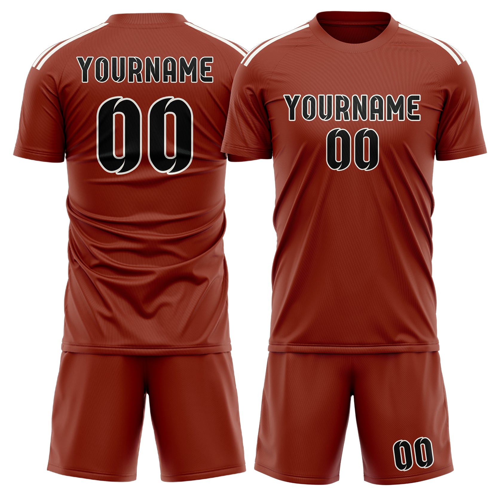Maßgeschneidertes Professionelles Korallenrot Schwarz Fußballtrikot-Set