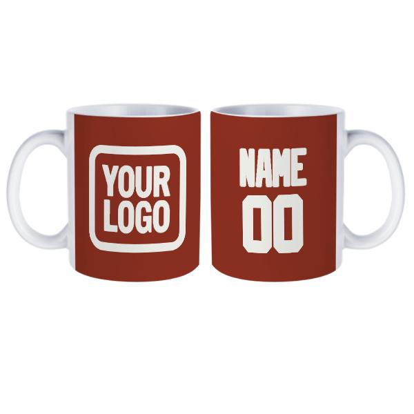 Tazza bianca rossa corallo personalizzata