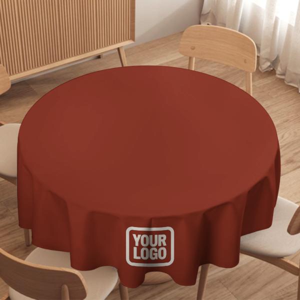 Maßgeschneidertes Korallenrot Weiß Runde Tischdecke
