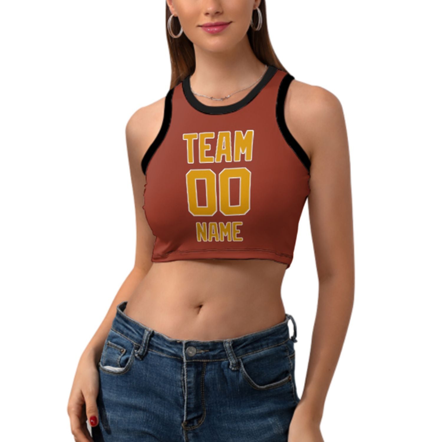 Skræddersyet koral rød gul ærmeløs tank top