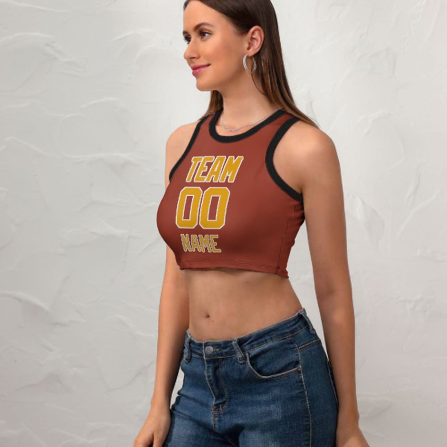 Skræddersyet koral rød gul ærmeløs tank top