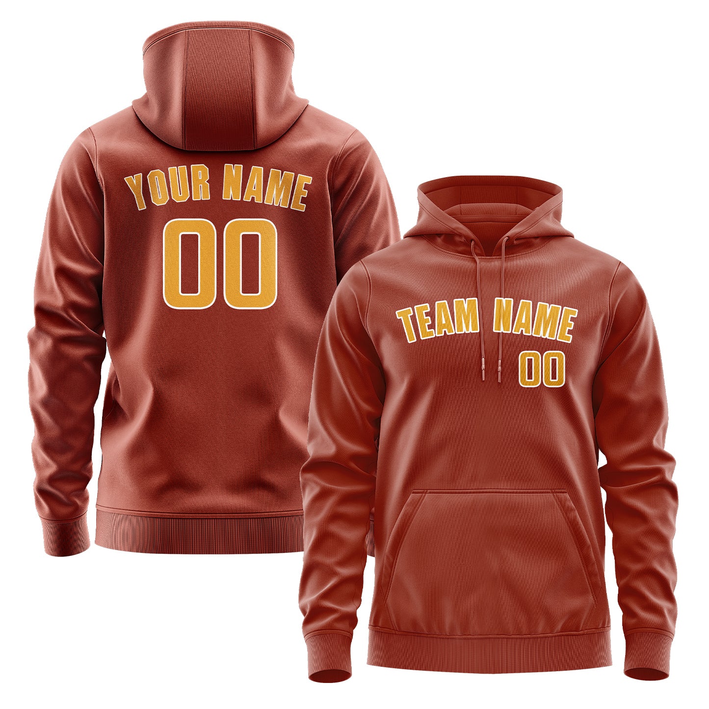 Maßgeschneidertes Korallenrot Gelb Hoodie