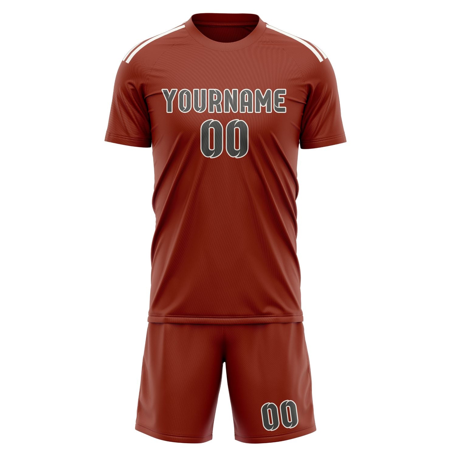 Maßgeschneidertes Professionelles Korallenrot Dunkelgrau Fußballtrikot-Set