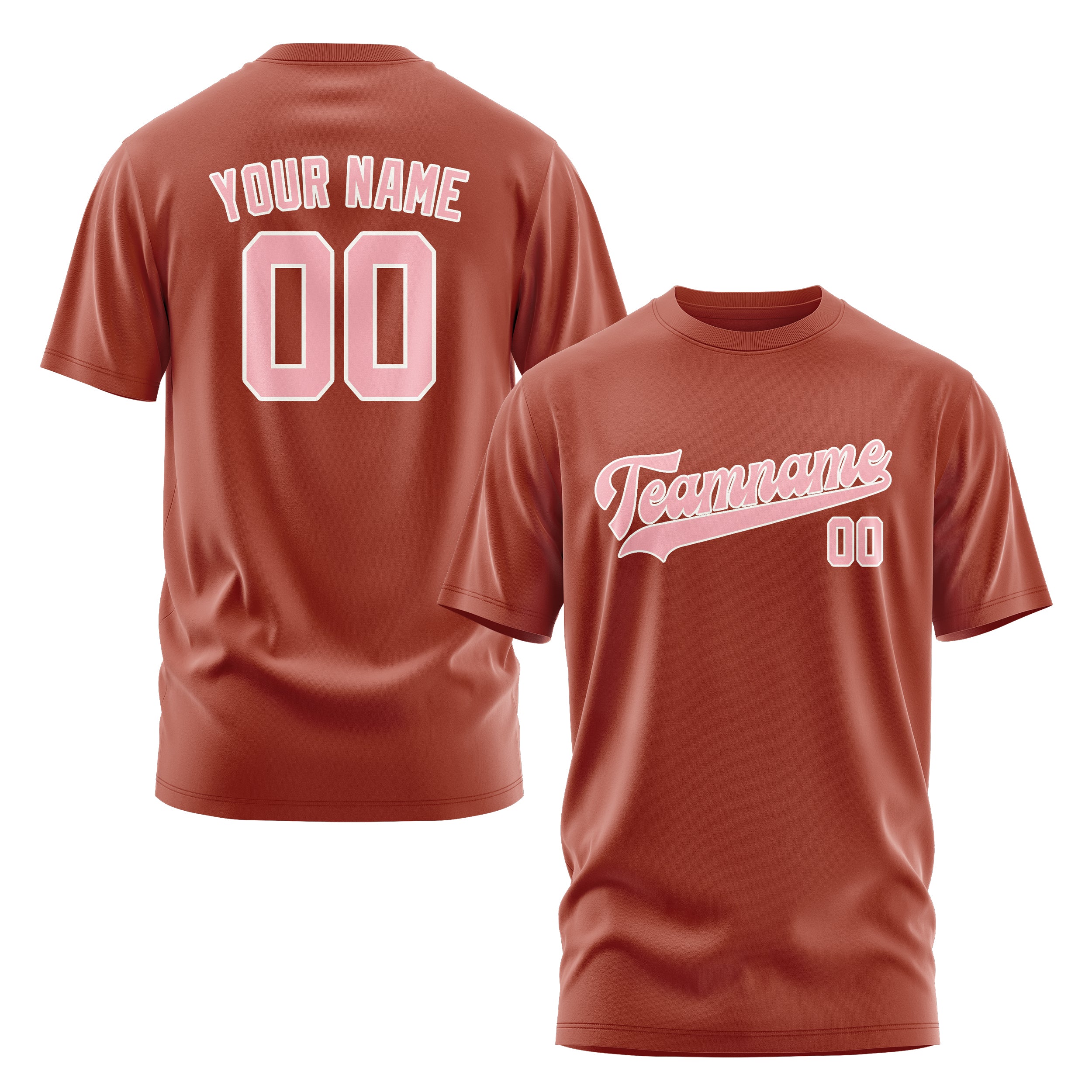 Maßgeschneidertes Korallenrot Rosa T-Shirt