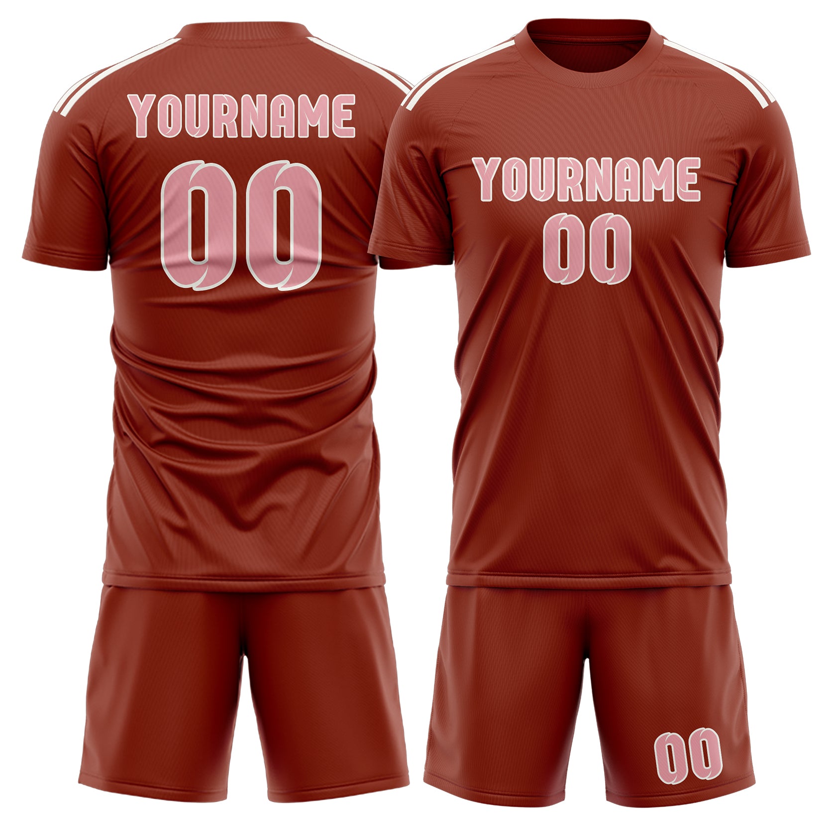 Maßgeschneidertes Professionelles Korallenrot Rosa Fußballtrikot-Set