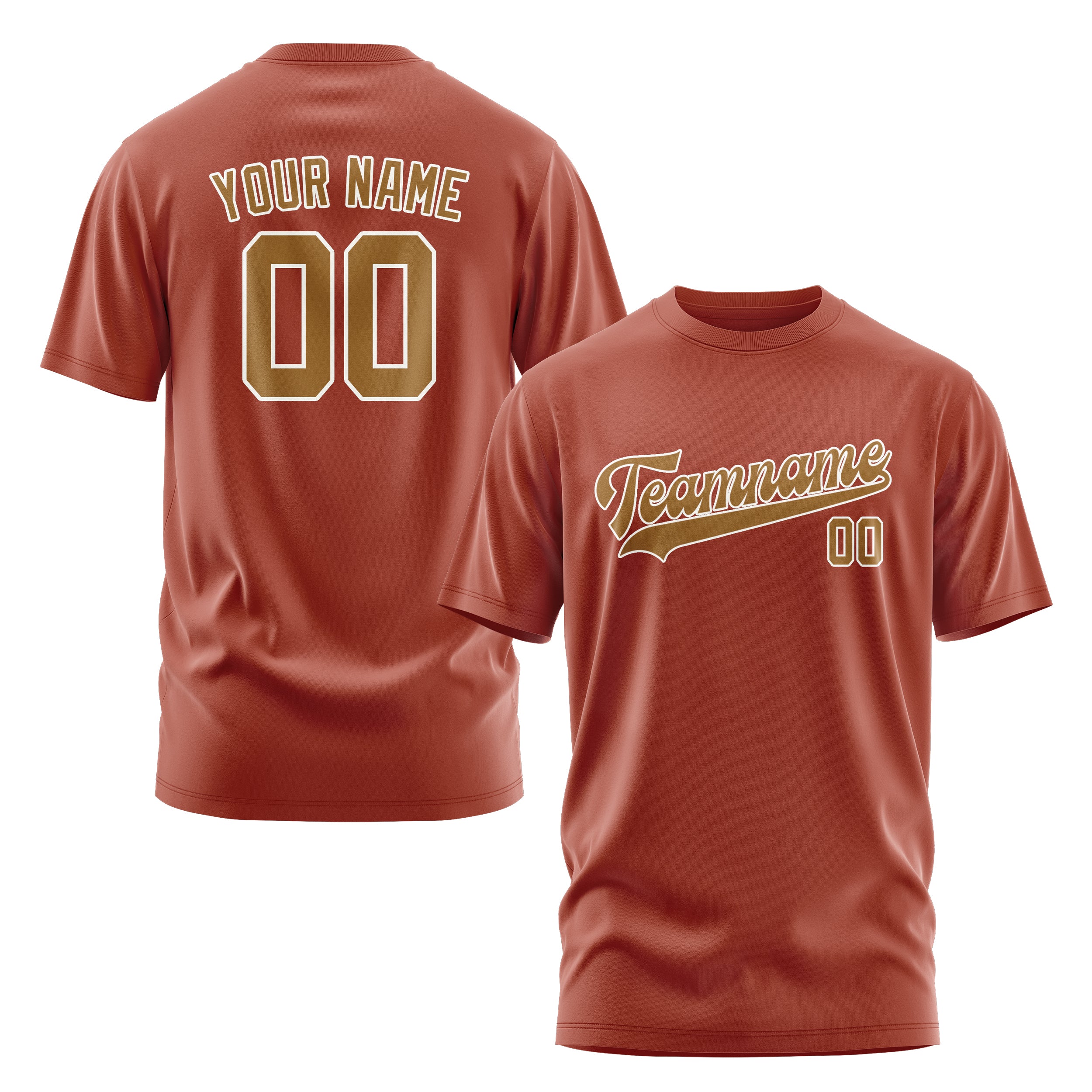 Maßgeschneidertes Korallenrot Khaki T-Shirt