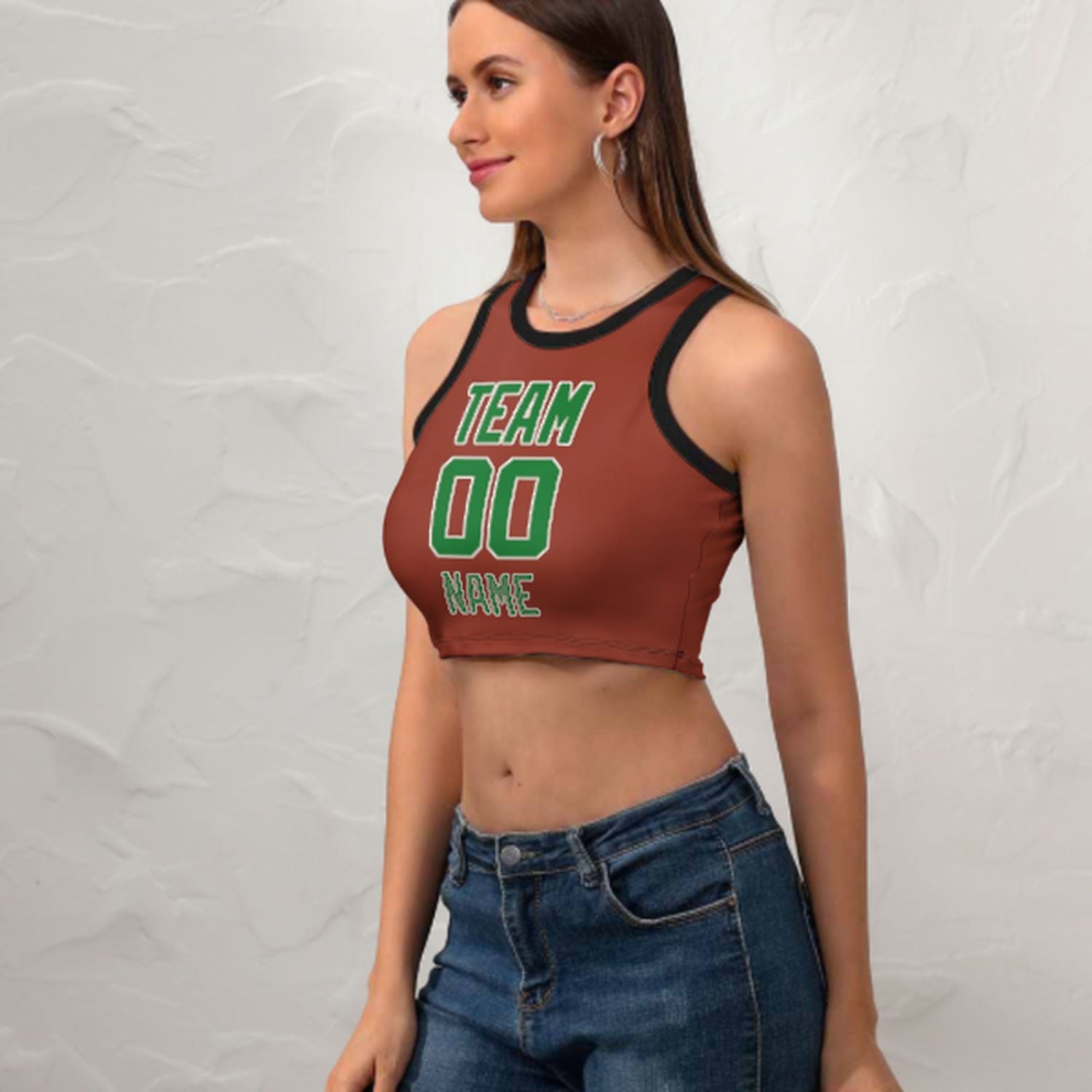 Maßgeschneidertes Korallenrot Smaragdgrün Ärmelloses Tanktop
