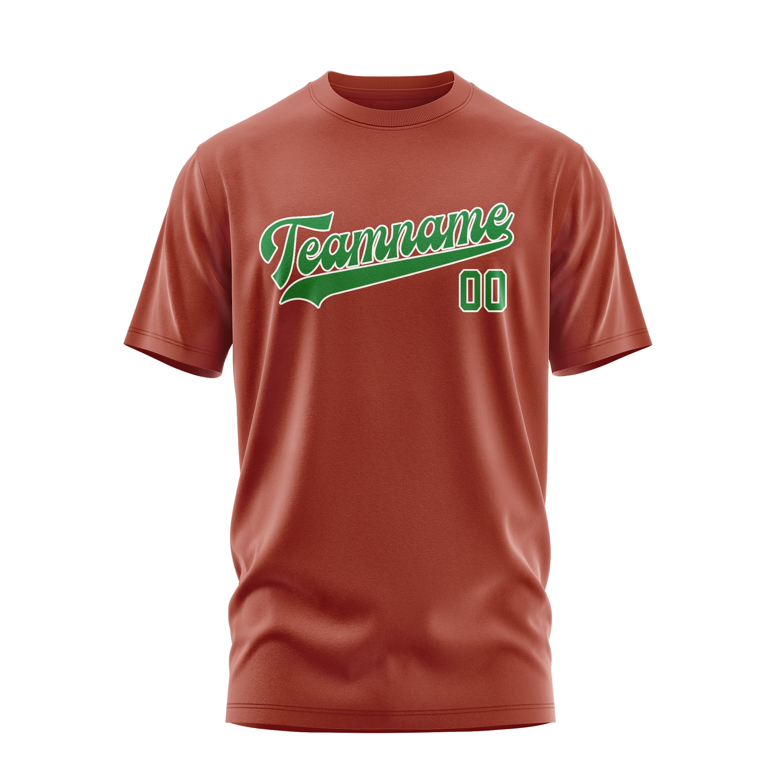 Maßgeschneidertes Korallenrot Smaragdgrün T-Shirt