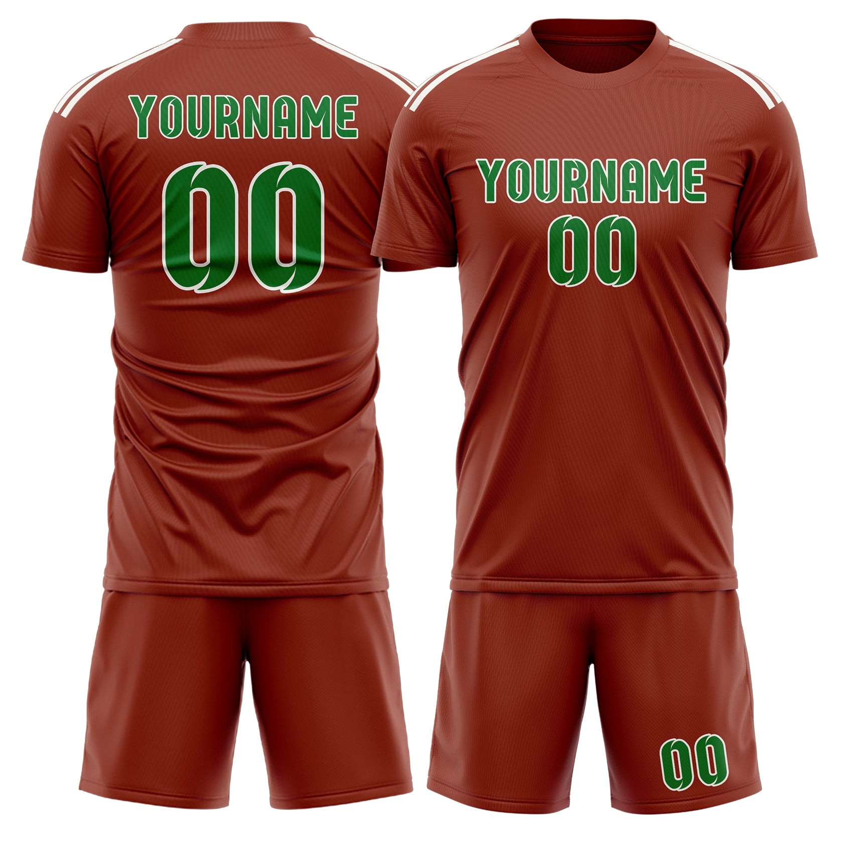 Maßgeschneidertes Professionelles Korallenrot Smaragdgrün Fußballtrikot-Set