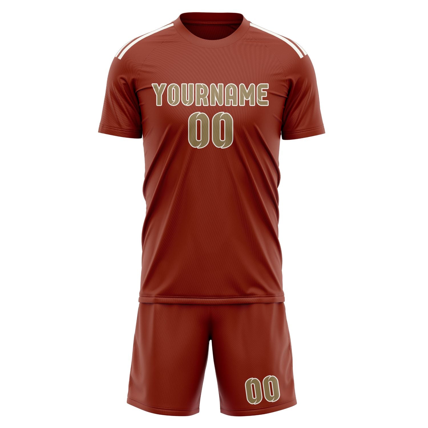 Maßgeschneidertes Professionelles Korallenrot Hellkhaki Fußballtrikot-Set