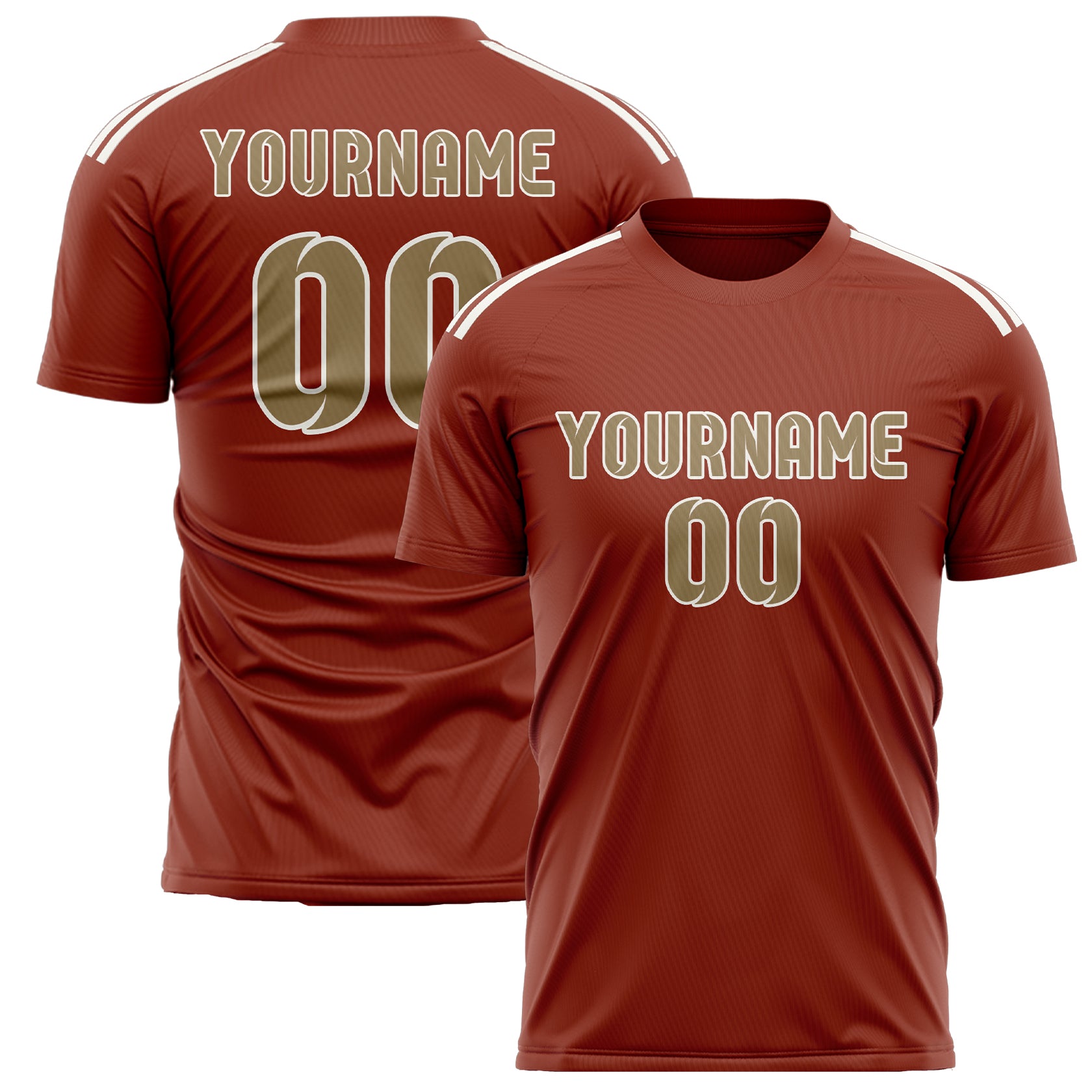 Benutzerdefiniertes Professionelles Korallenrot Hellkhaki Fußballtrikot