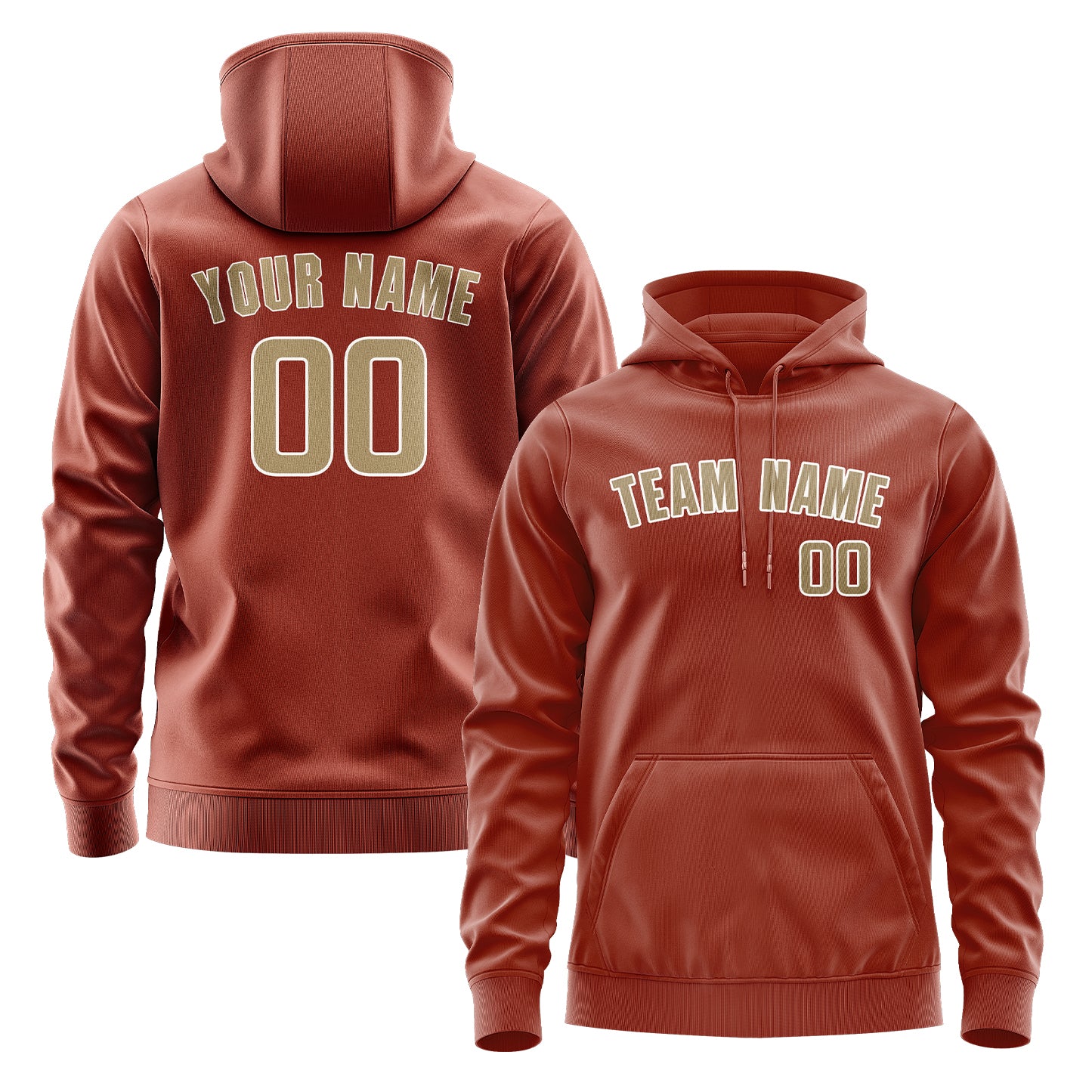 Maßgeschneidertes Korallenrot Hellkhaki Hoodie