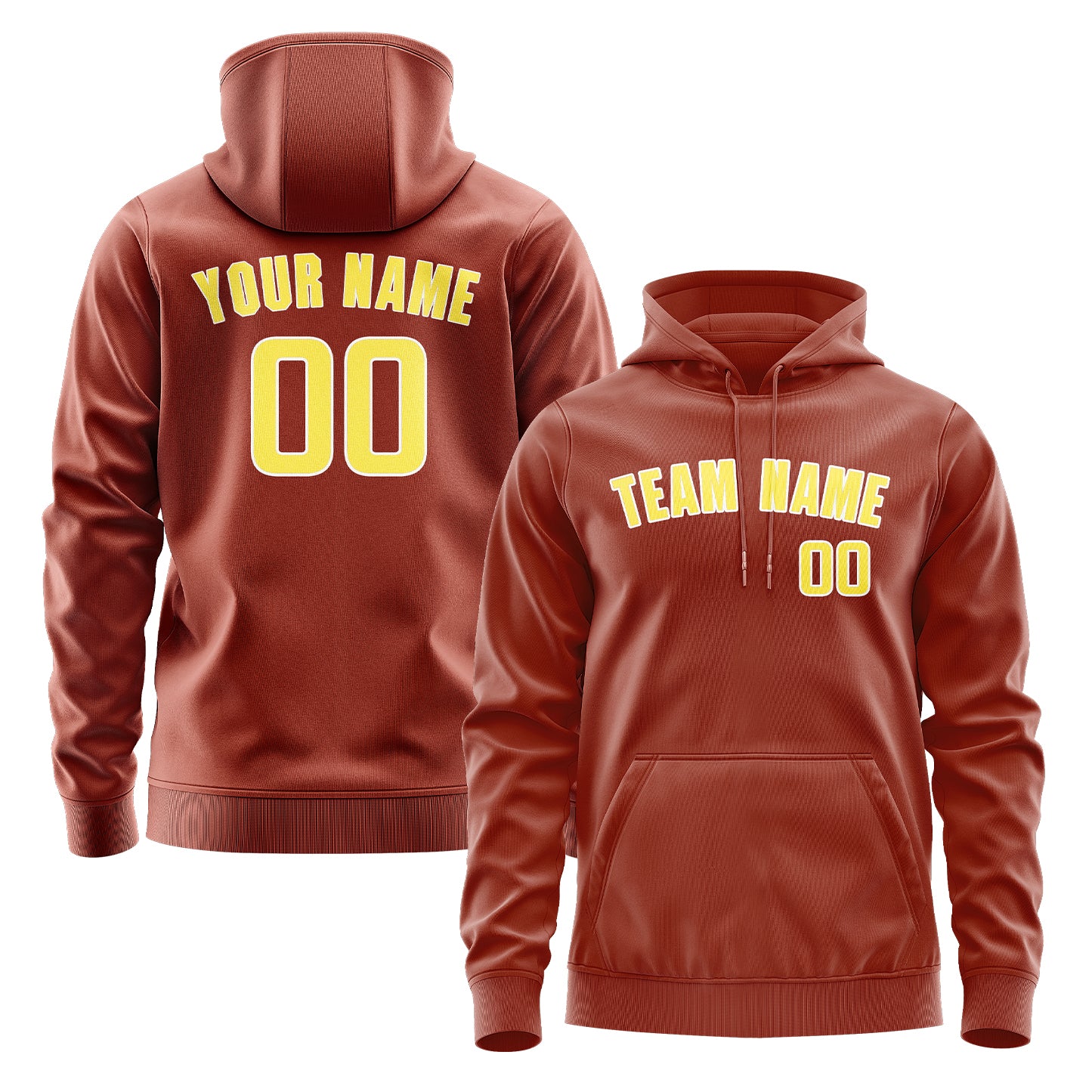 Maßgeschneidertes Korallenrot Blassgelb Hoodie