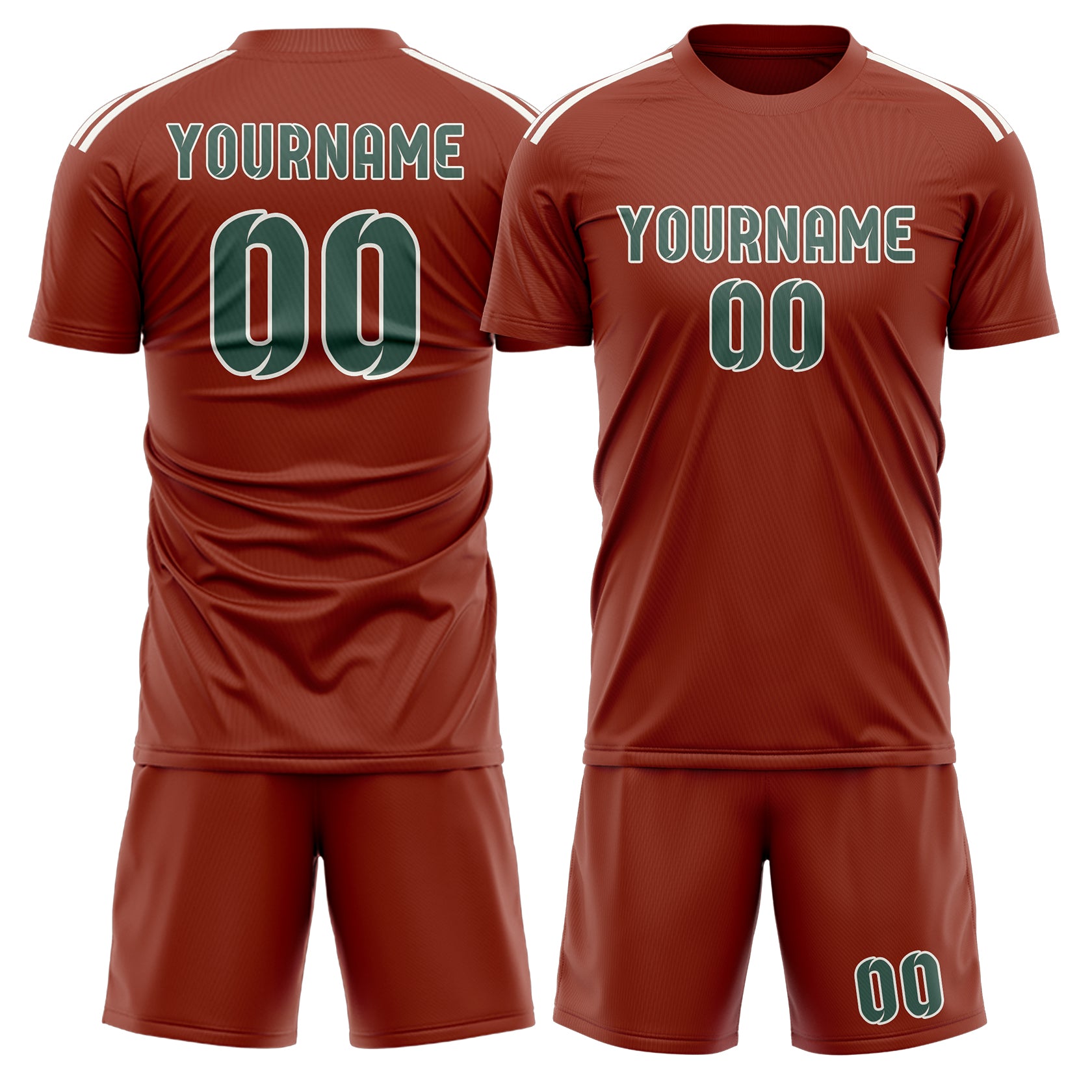 Maßgeschneidertes Professionelles Korallenrot Blaugrün Fußballtrikot-Set
