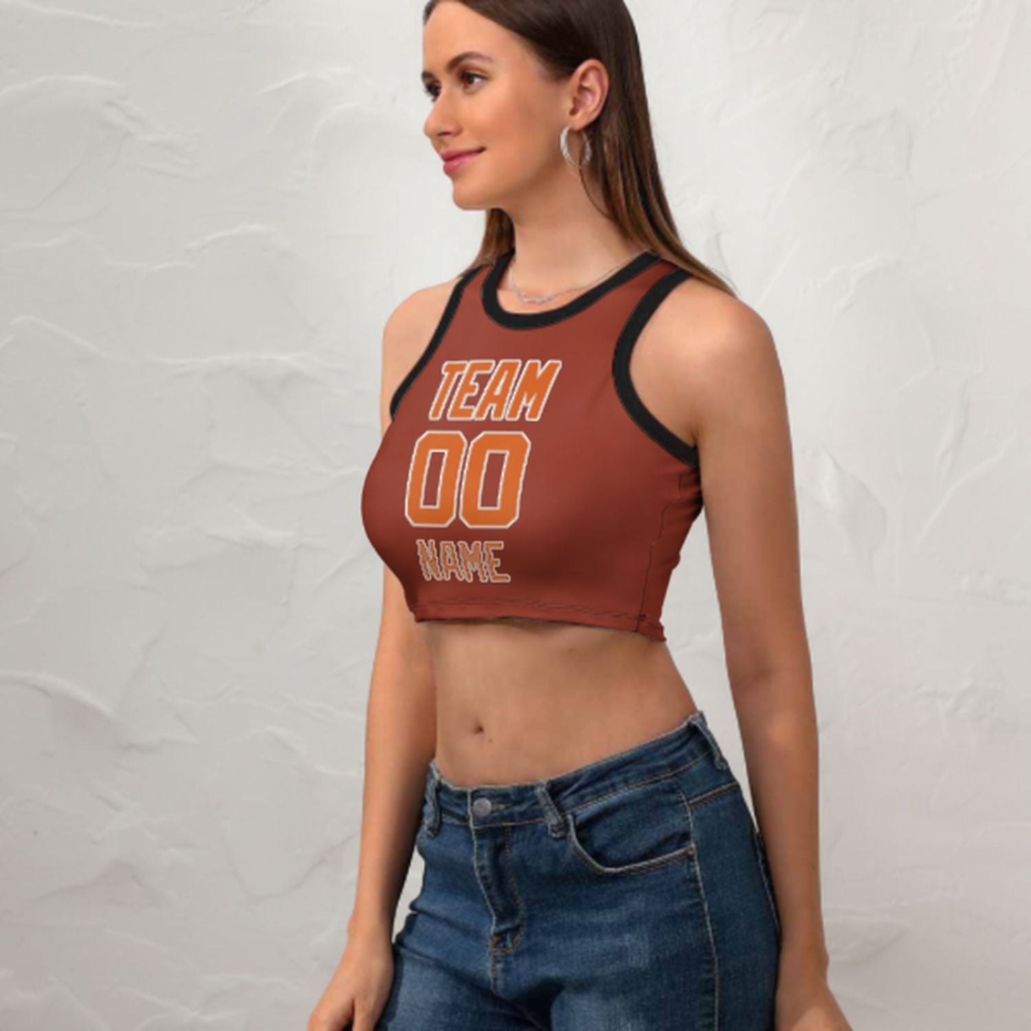 Maßgeschneidertes Korallenrot Orange Ärmelloses Tanktop