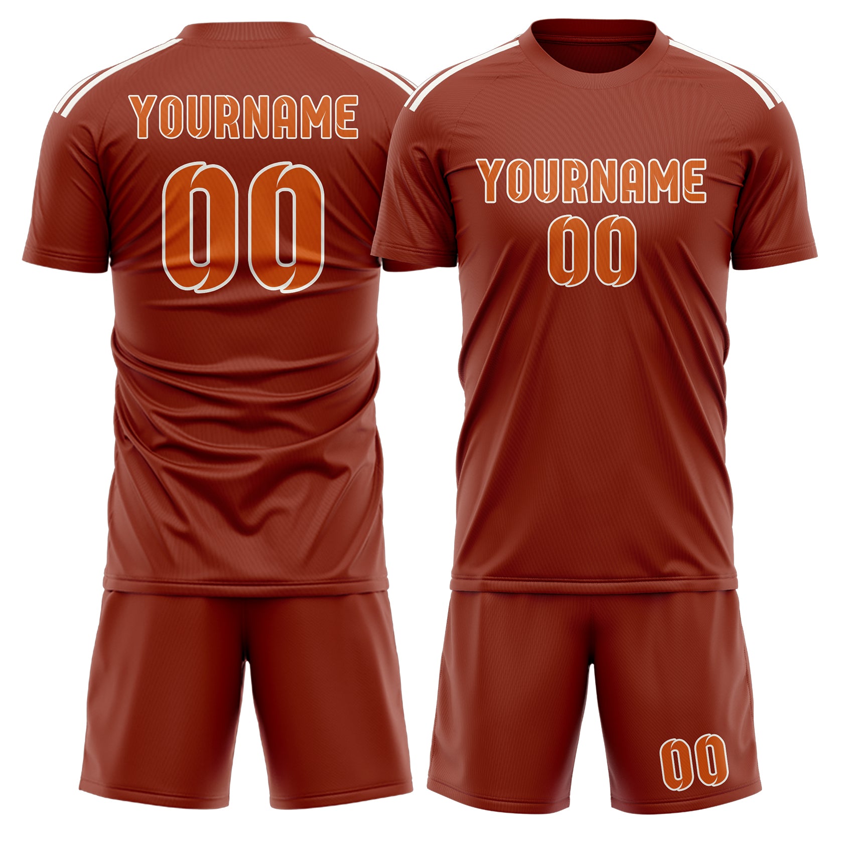 Maßgeschneidertes Professionelles Korallenrot Orange Fußballtrikot-Set
