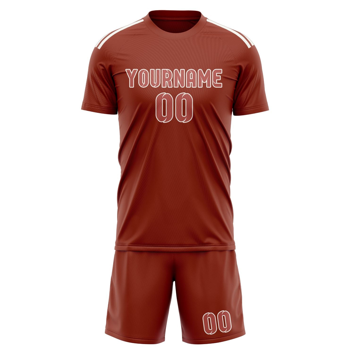 Maßgeschneidertes Professionelles Korallenrot Kupferrose Fußballtrikot-Set