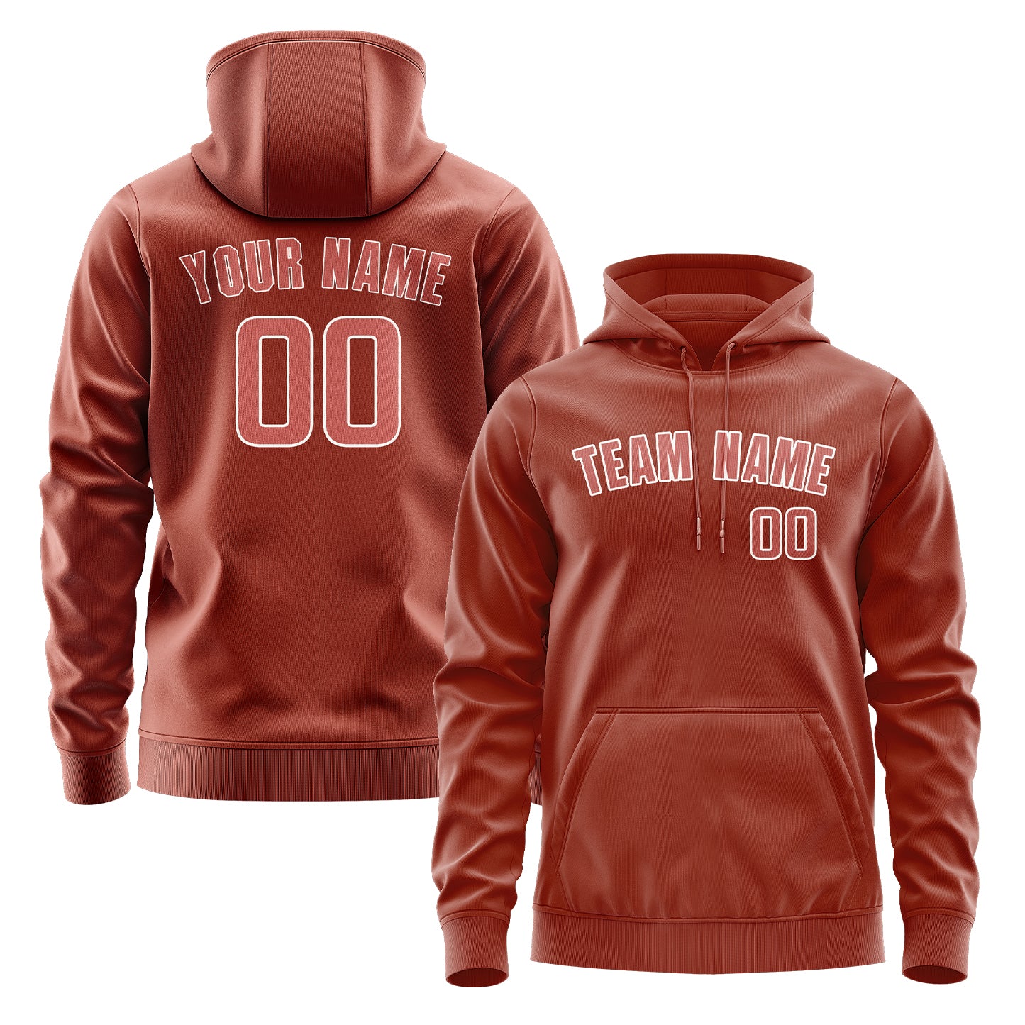 Maßgeschneidertes Korallenrot Kupferrose Hoodie