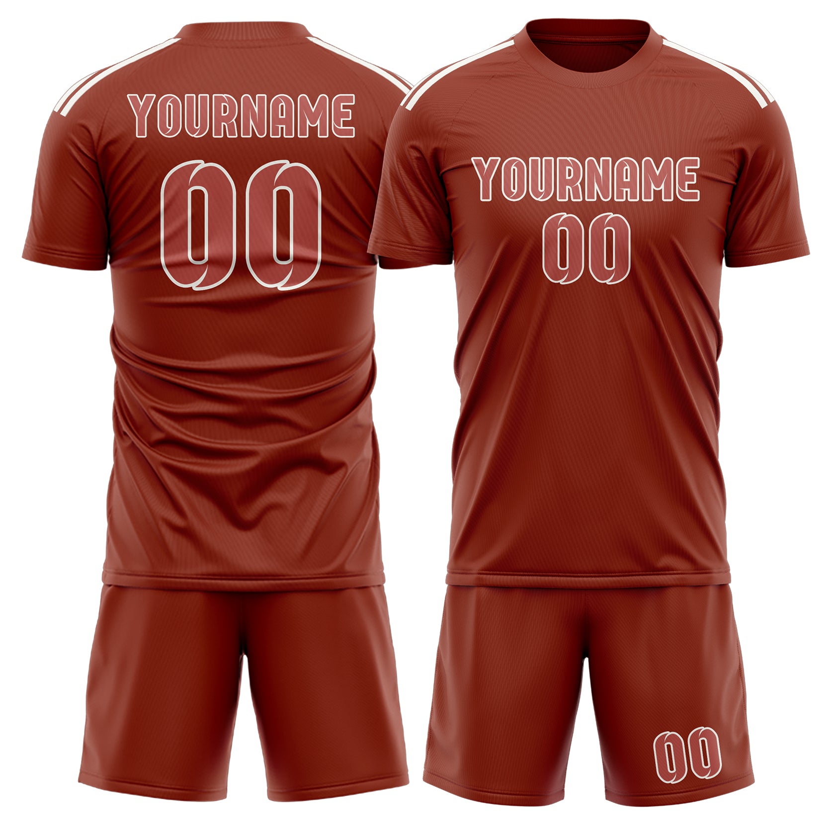 Maßgeschneidertes Professionelles Korallenrot Kupferrose Fußballtrikot-Set