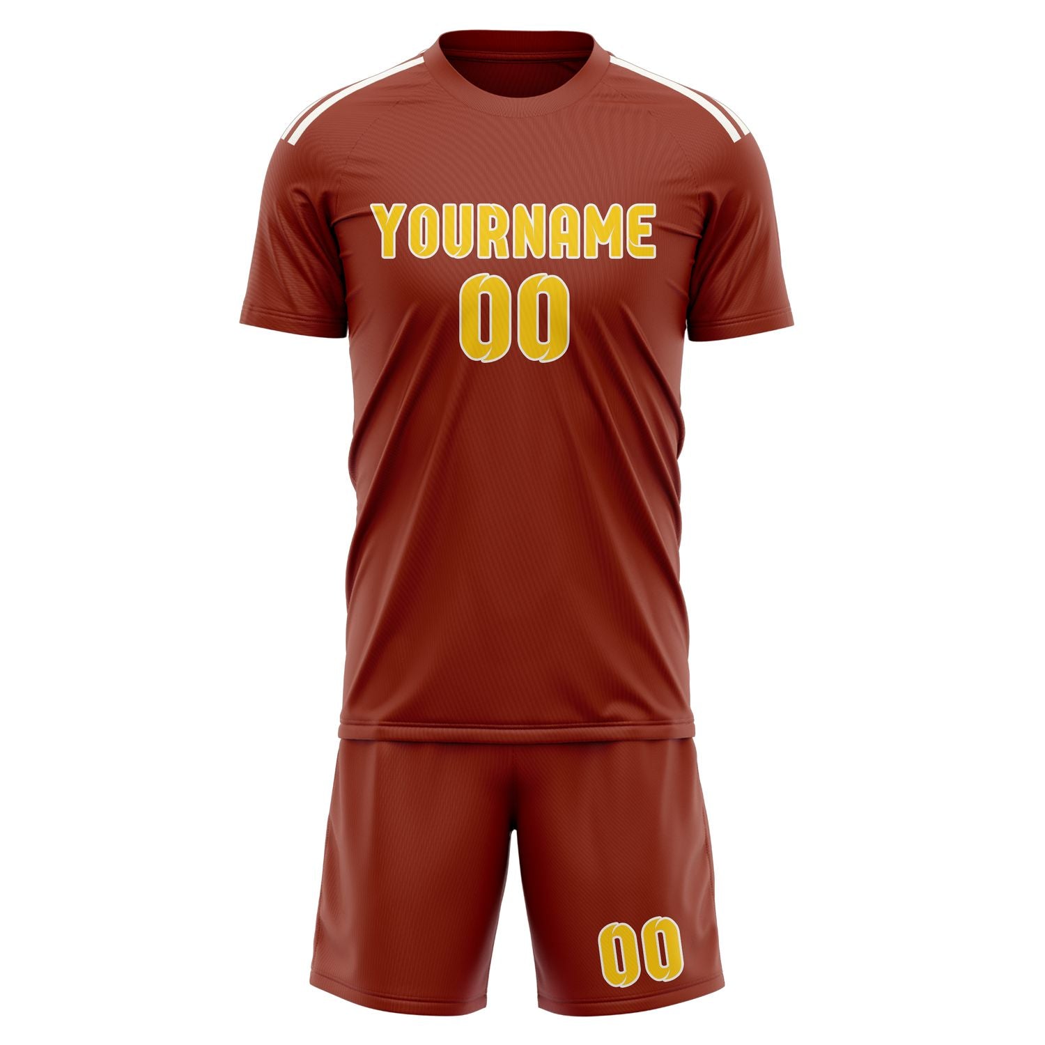 Maßgeschneidertes Professionelles Korallenrot Gold Fußballtrikot-Set