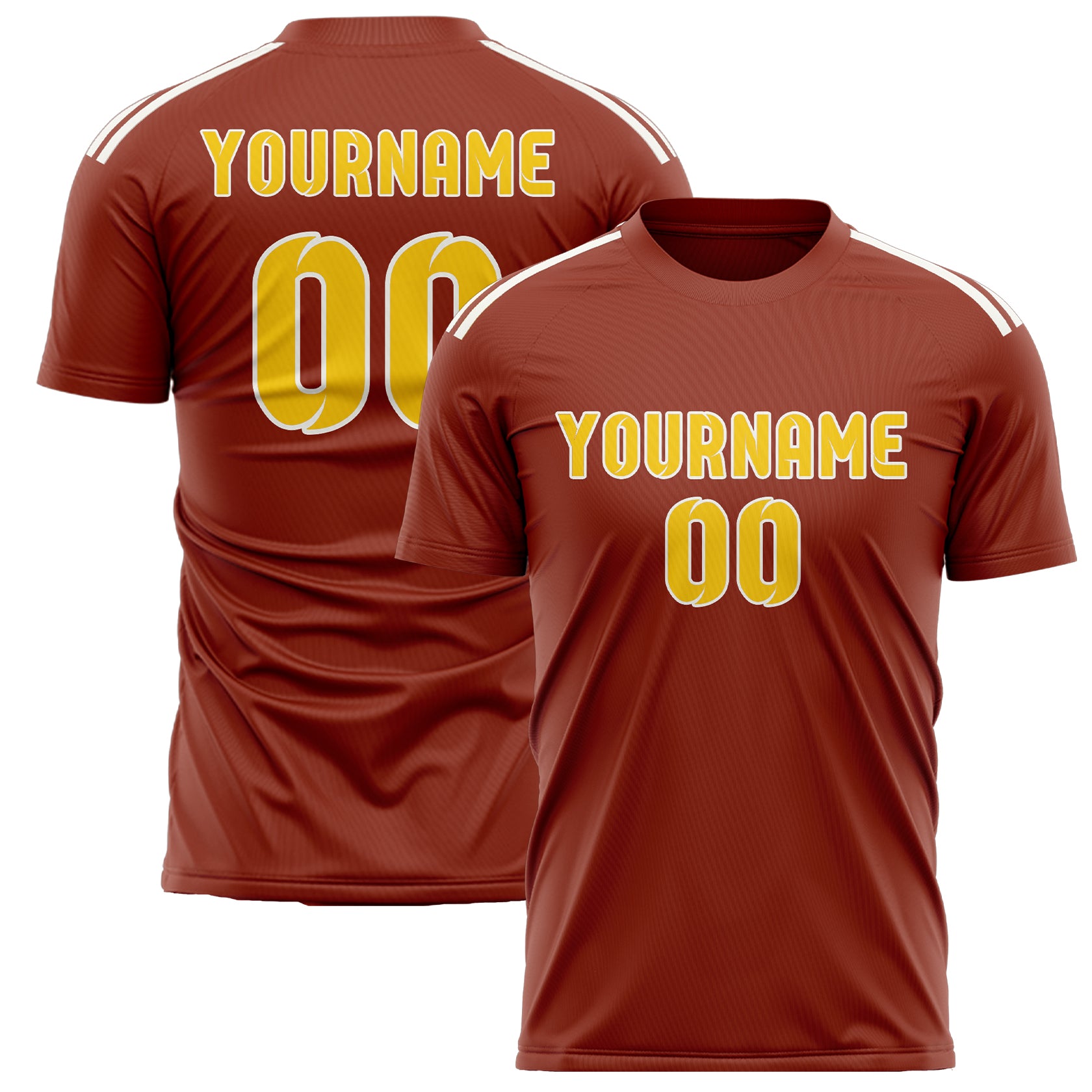 Benutzerdefiniertes Professionelles Korallenrot Gold Fußballtrikot