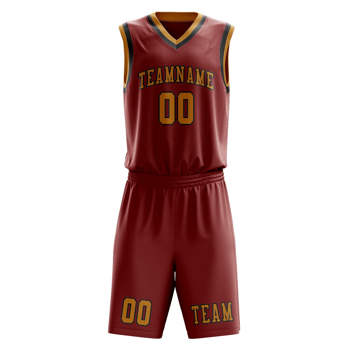 Benutzerdefiniertes Professionelles Korallenrot Gelb Basketballtrikot-Set