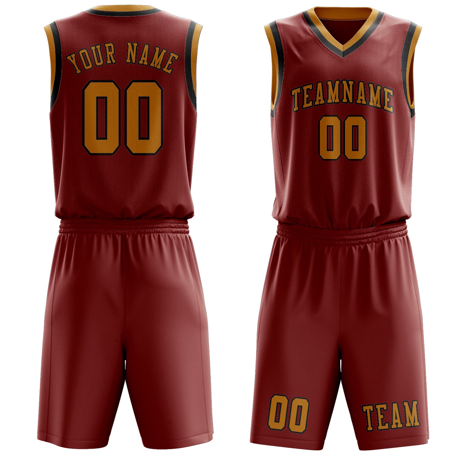 Benutzerdefiniertes Professionelles Korallenrot Gelb Basketballtrikot-Set