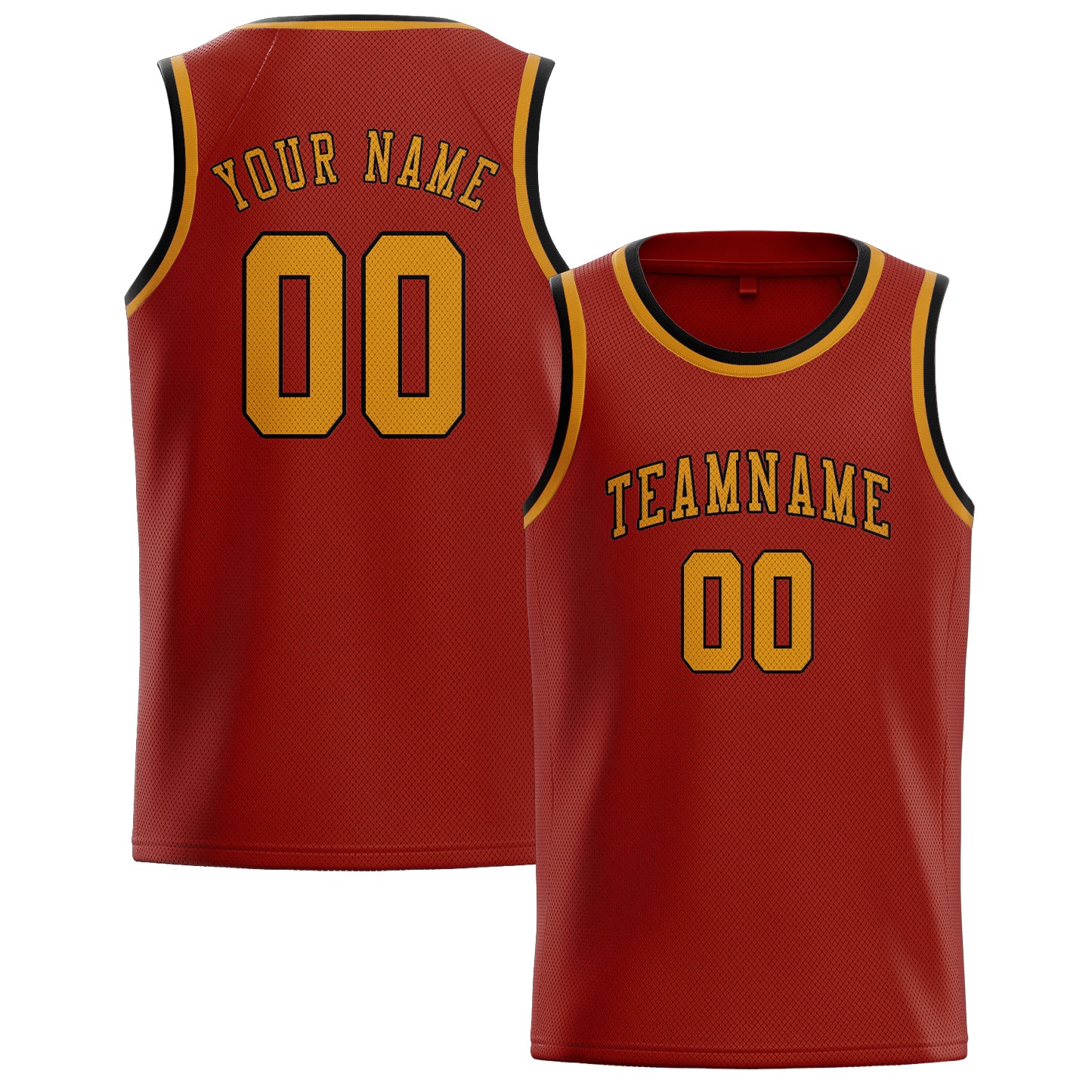Benutzerdefiniertes Professionelles Korallenrot Gelb Basketballtrikot