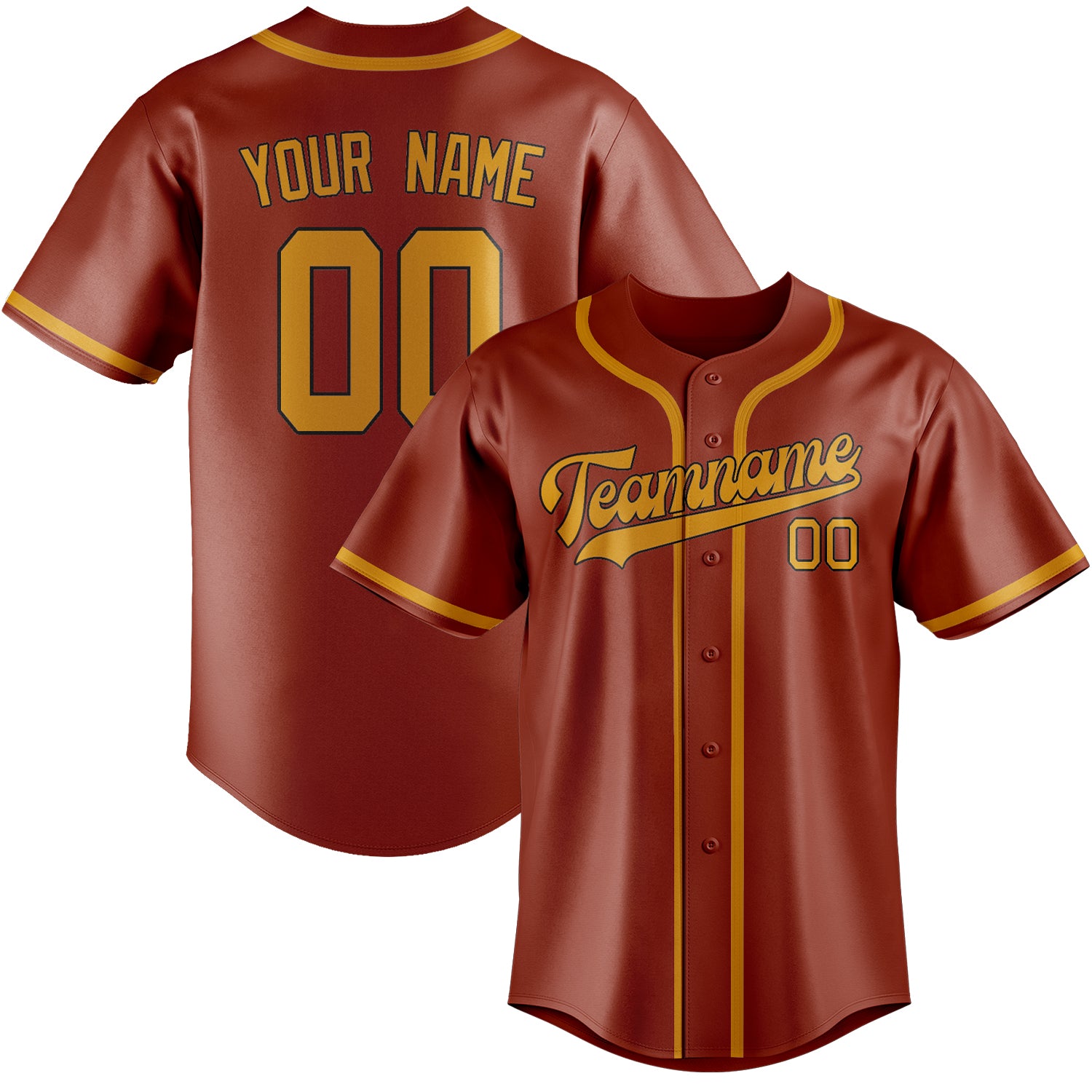 Benutzerdefiniertes Professionelles Korallenrot Gelb Baseballtrikot