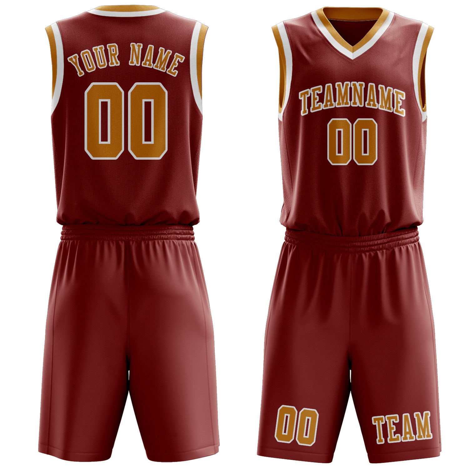Benutzerdefiniertes Professionelles Korallenrot Gelb Basketballtrikot-Set