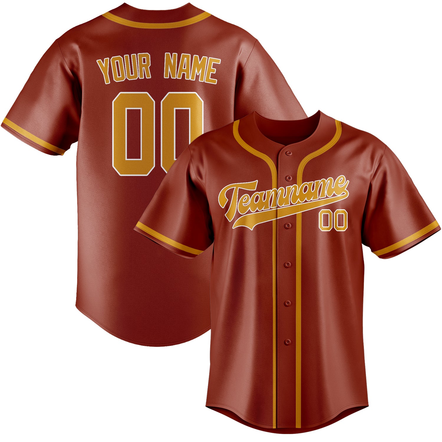 Benutzerdefiniertes Professionelles Korallenrot Gelb Baseballtrikot