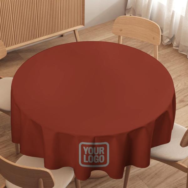 Maßgeschneidertes Korallenrot Grau Runde Tischdecke