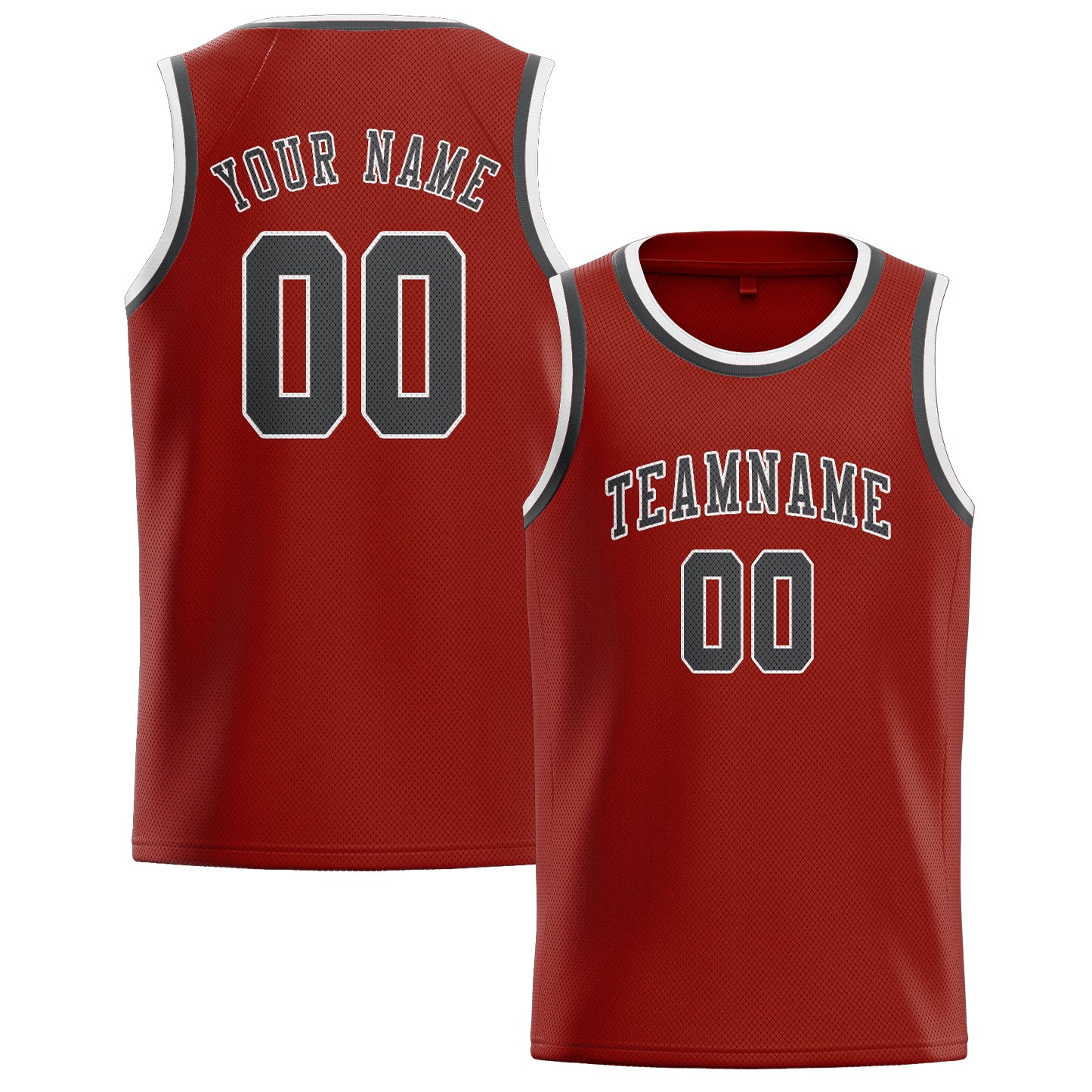Benutzerdefiniertes Professionelles Korallenrot Dunkelgrau Basketballtrikot