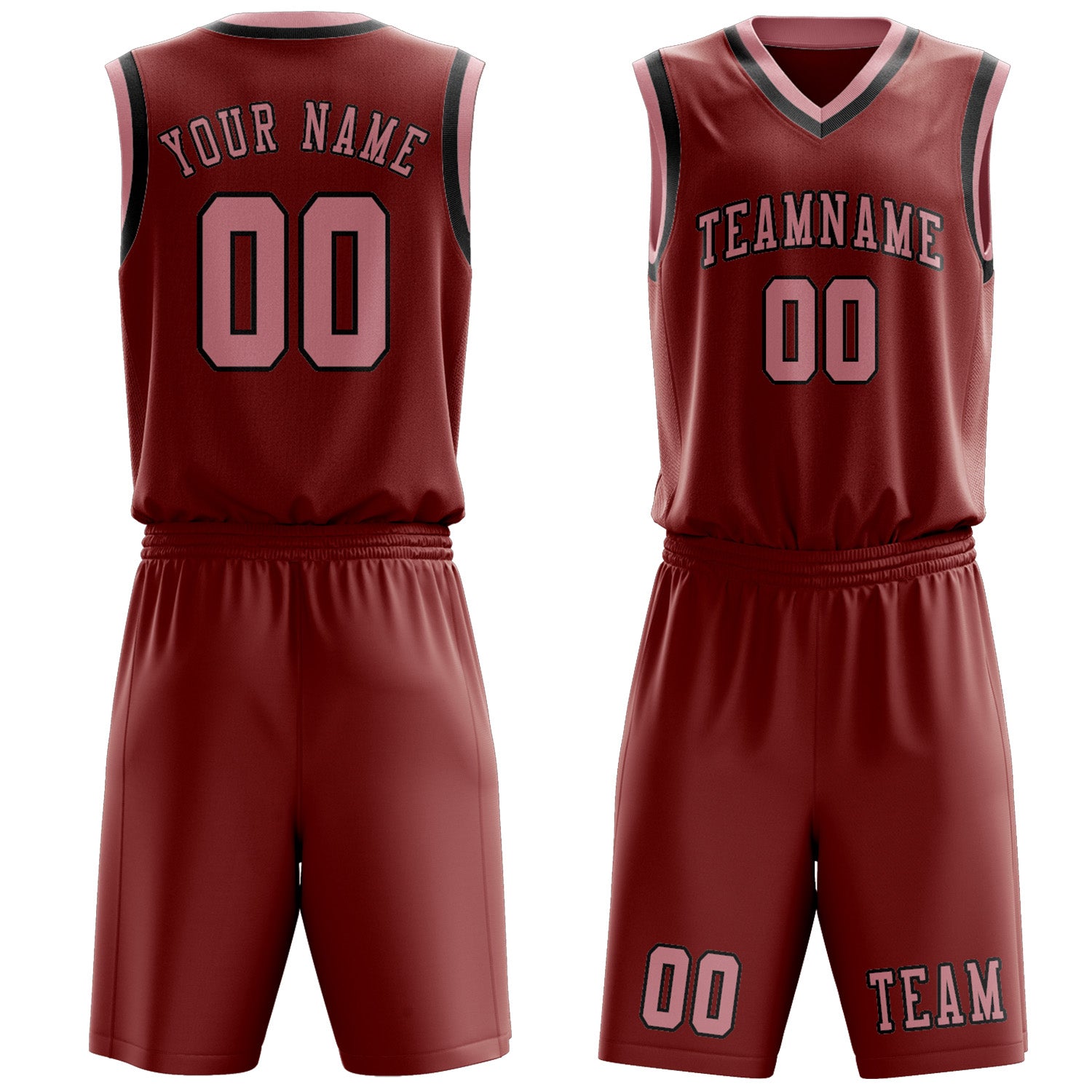 Benutzerdefiniertes Professionelles Korallenrot Rosa Basketballtrikot-Set