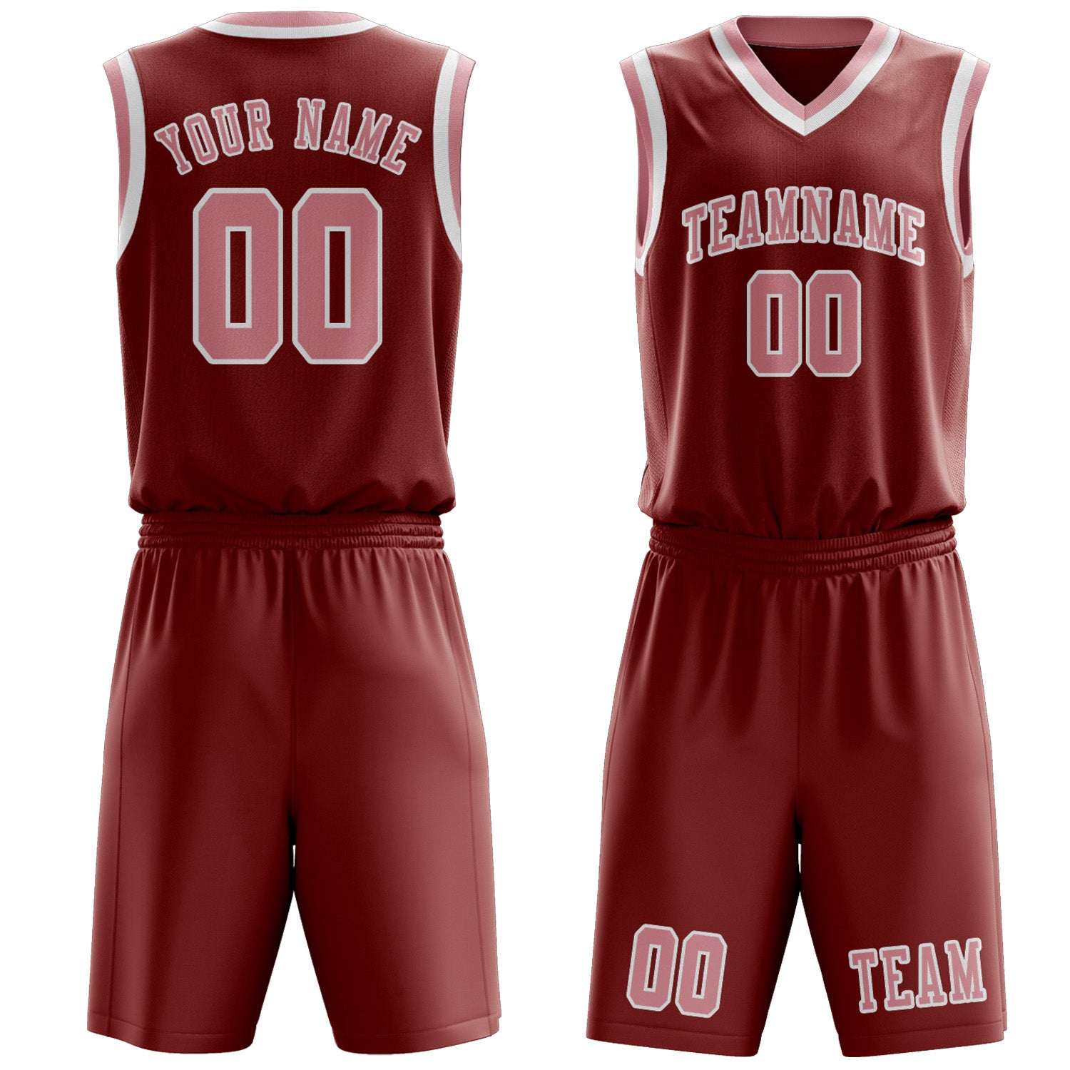 Benutzerdefiniertes Professionelles Korallenrot Rosa Basketballtrikot-Set